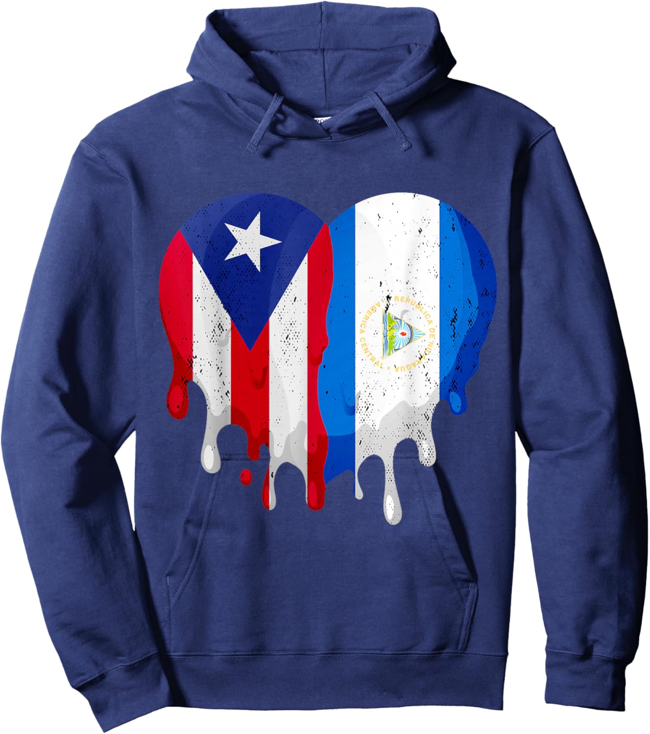Puerto Rico Nicaragua Flag Heart Grown Patriot Country Hoodie - Hoodie | Navy
