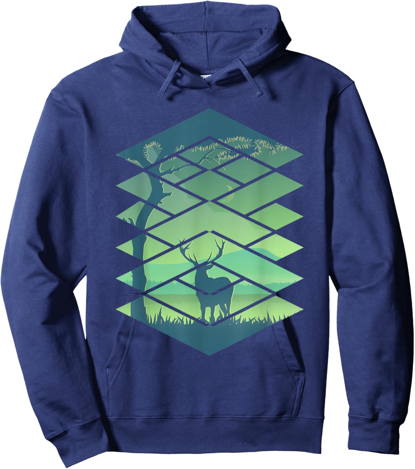 Forest Nature Square Minimalism Deer Hoodie - Hoodie | Navy