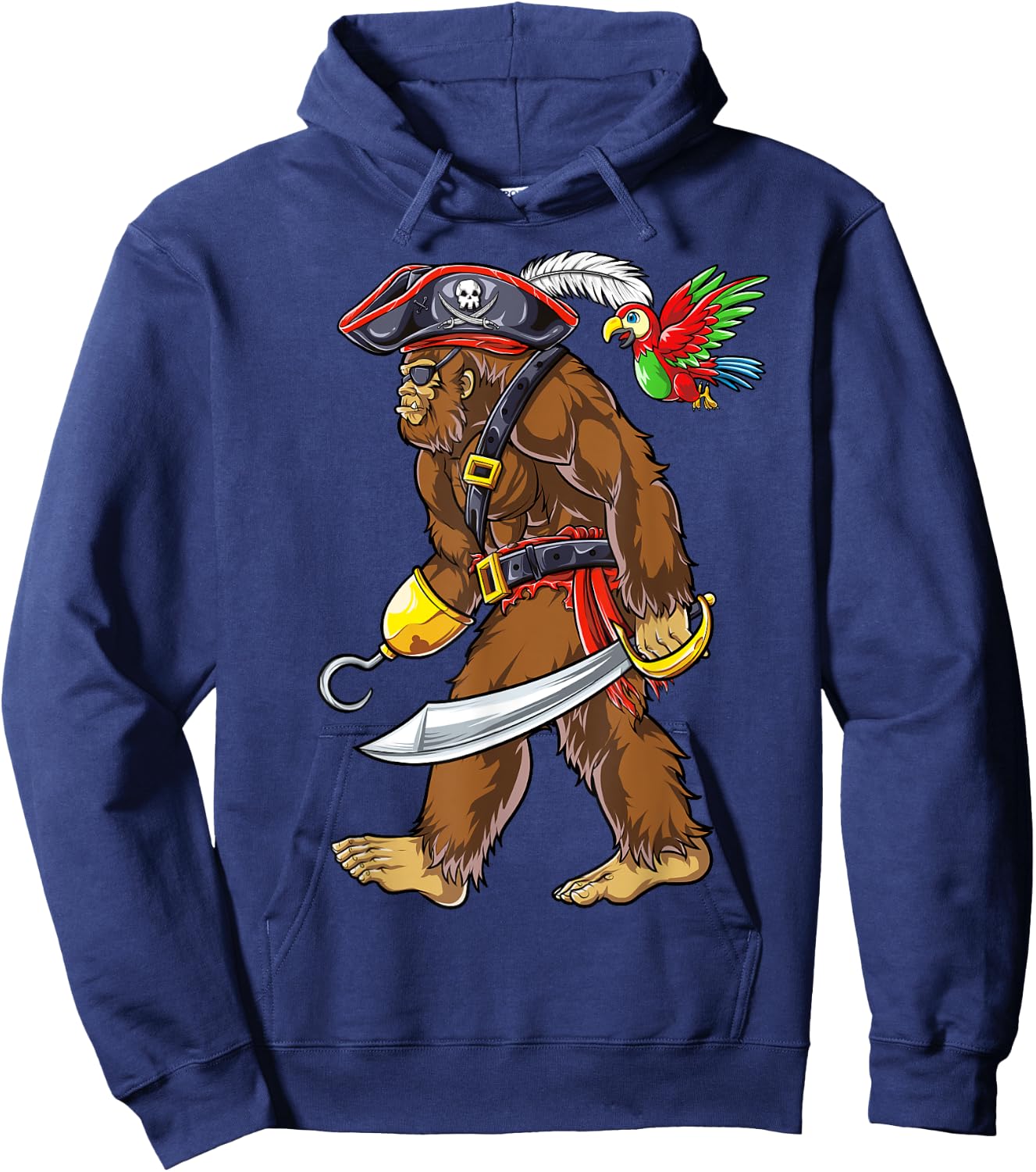 Bigfoot Pirate Jolly Roger Costume Men Kids Boys Sasquatch Hoodie - Hoodie | Navy