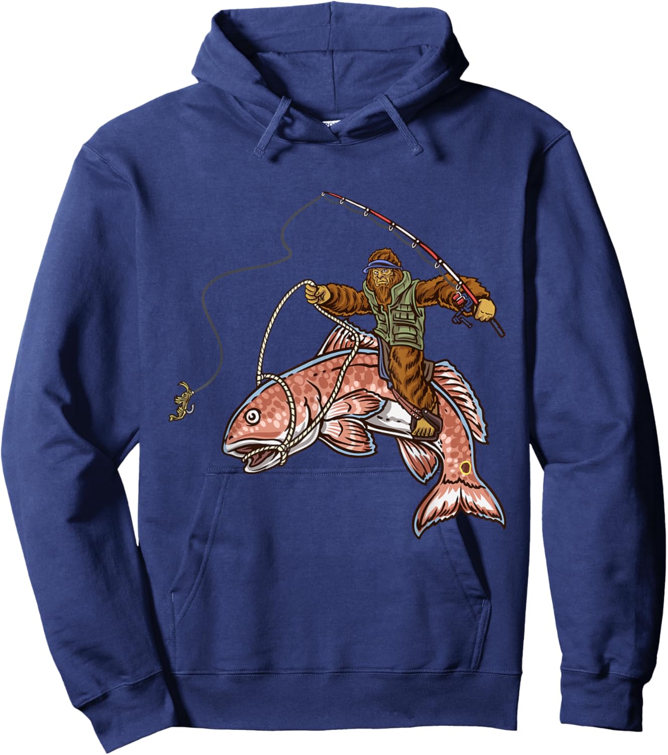 Redfish Fishing Hunting Bigfoot Fishermen Hoodie - Hoodie | Navy