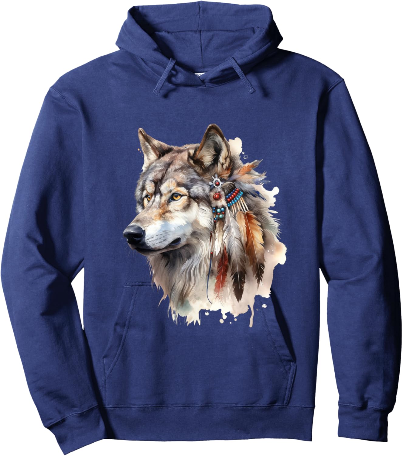 Native American Tribe Wolf Hoodie - Hoodie | Navy