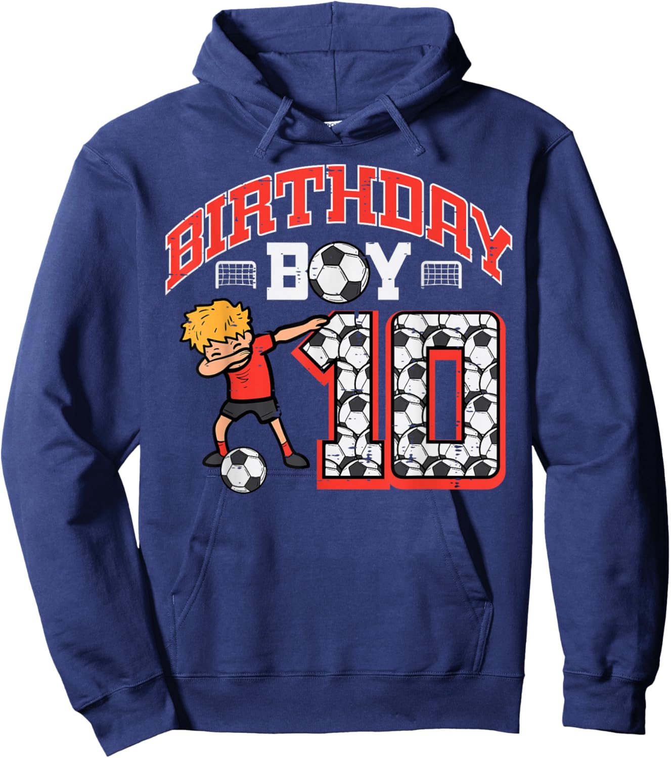 Birthday Boy 10 Soccer Dab 10th Birthday Party Football Boys Hoodie - Hoodie | Navy