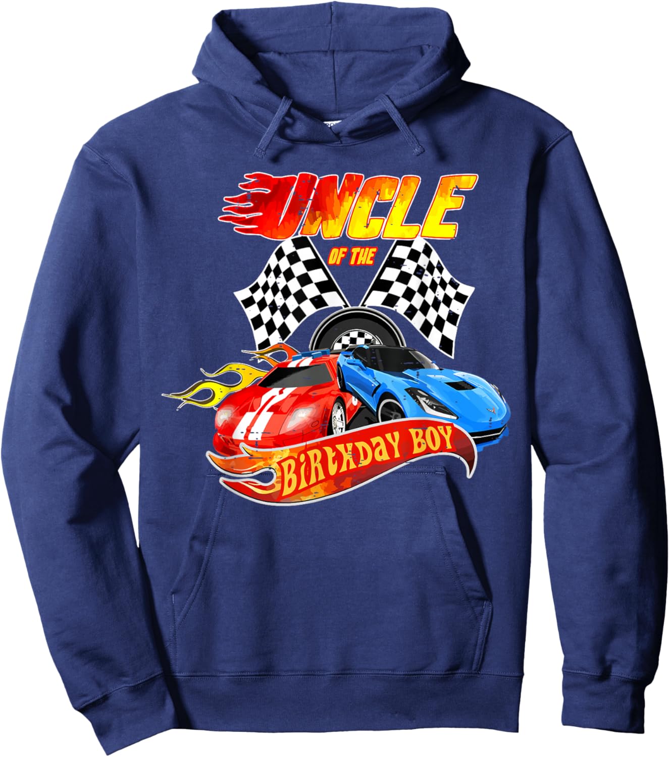 Uncle Of The Birthday Boy Race Car Birthday Party Racing Hoodie - Hoodie | Navy