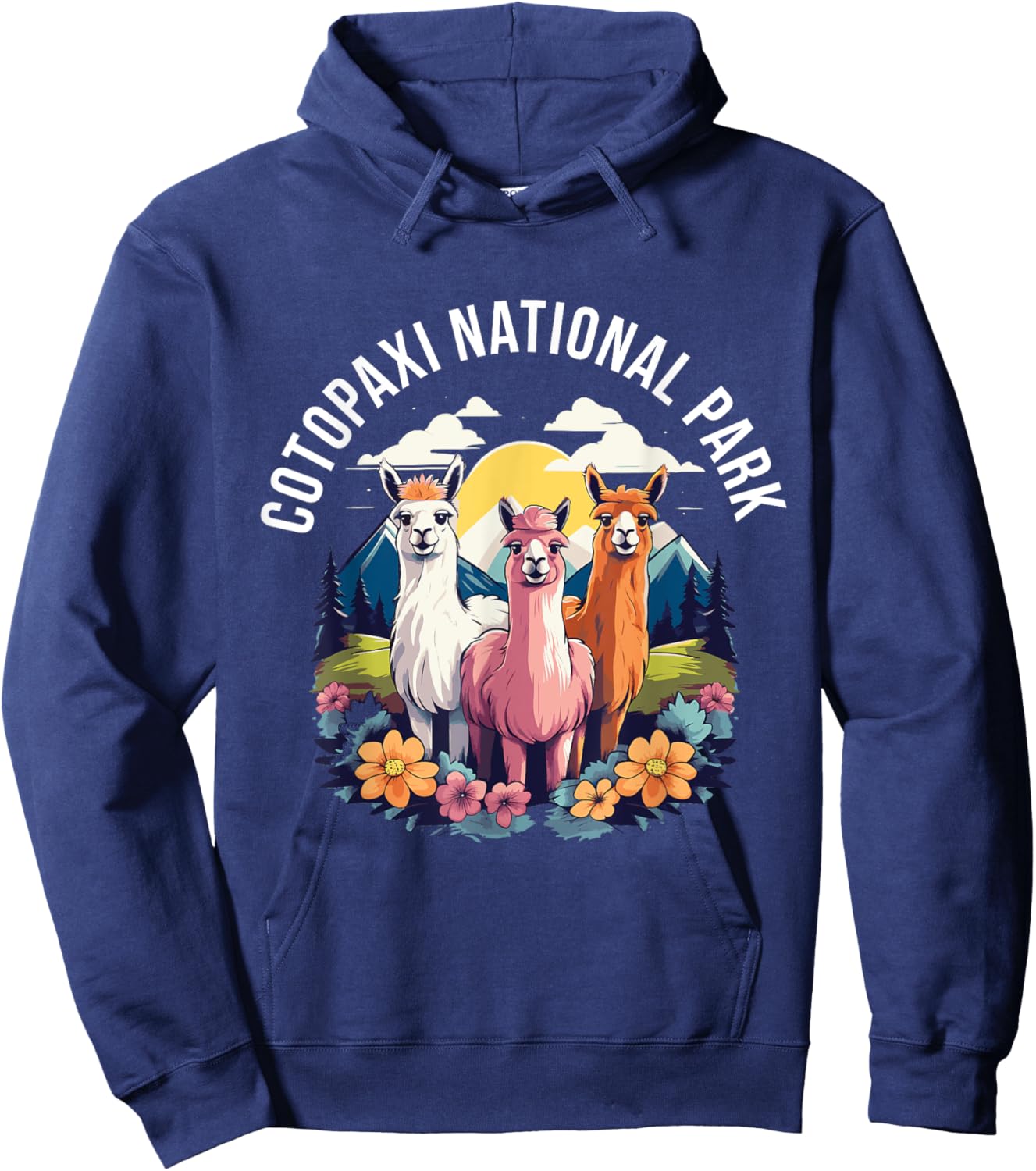 Cotopaxi National Park Cute Llama Gang Mountains Souvenir Hoodie - Hoodie | Navy