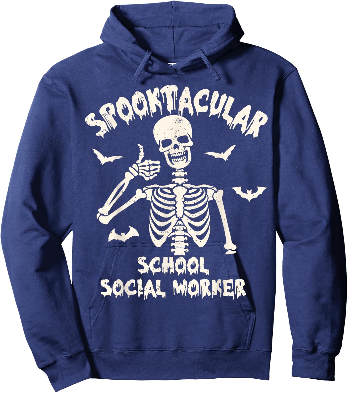 Spooktacular School Social Worker Funny Skeleton Halloween Hoodie - Hoodie | Navy