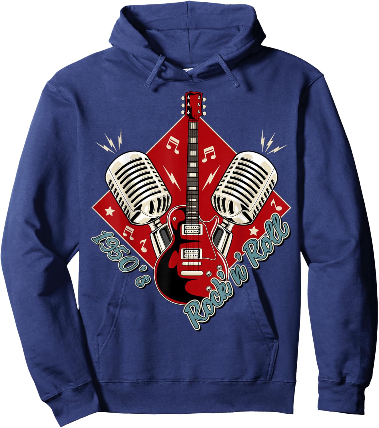 50s Rockabilly Clothing 1950s Sock Hop Swing Greaser Rocker Hoodie - Hoodie | Navy