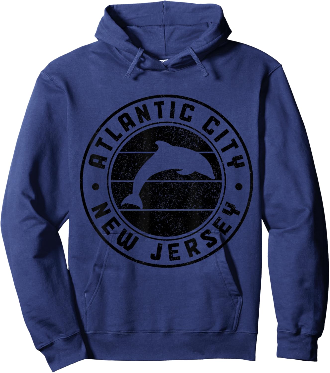 Atlantic City New Jersey NJ Dolphin Souvenir Vintage Hoodie - Hoodie | Navy