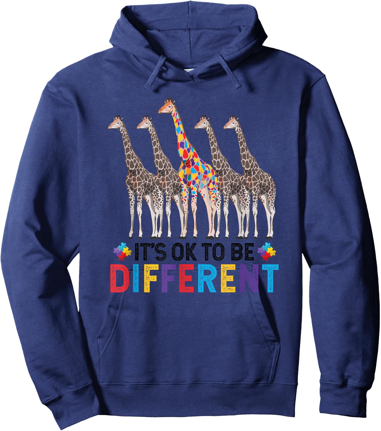 Autism Awareness Cute Giraffe Animal It's Ok To Be Different Hoodie - Hoodie | Navy