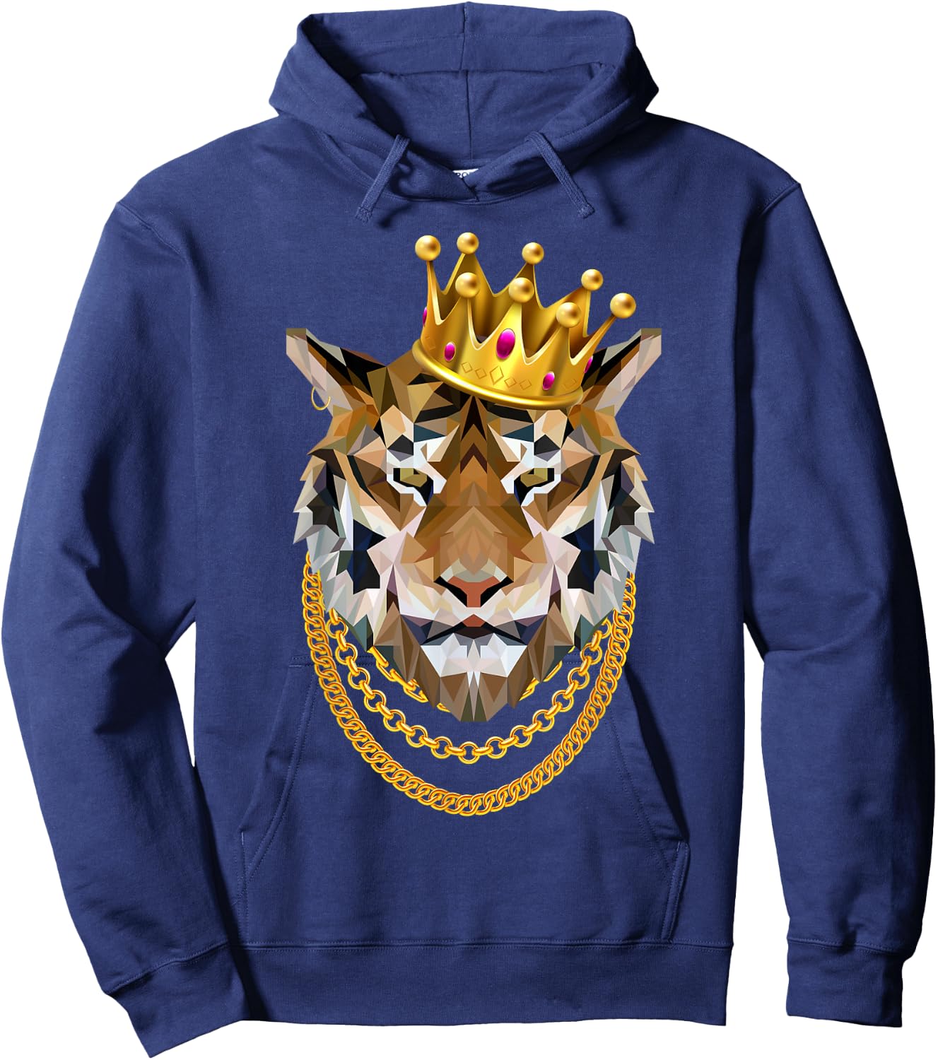 Siberian Tiger Gangster Crown King Chain Hoodie - Hoodie | Navy