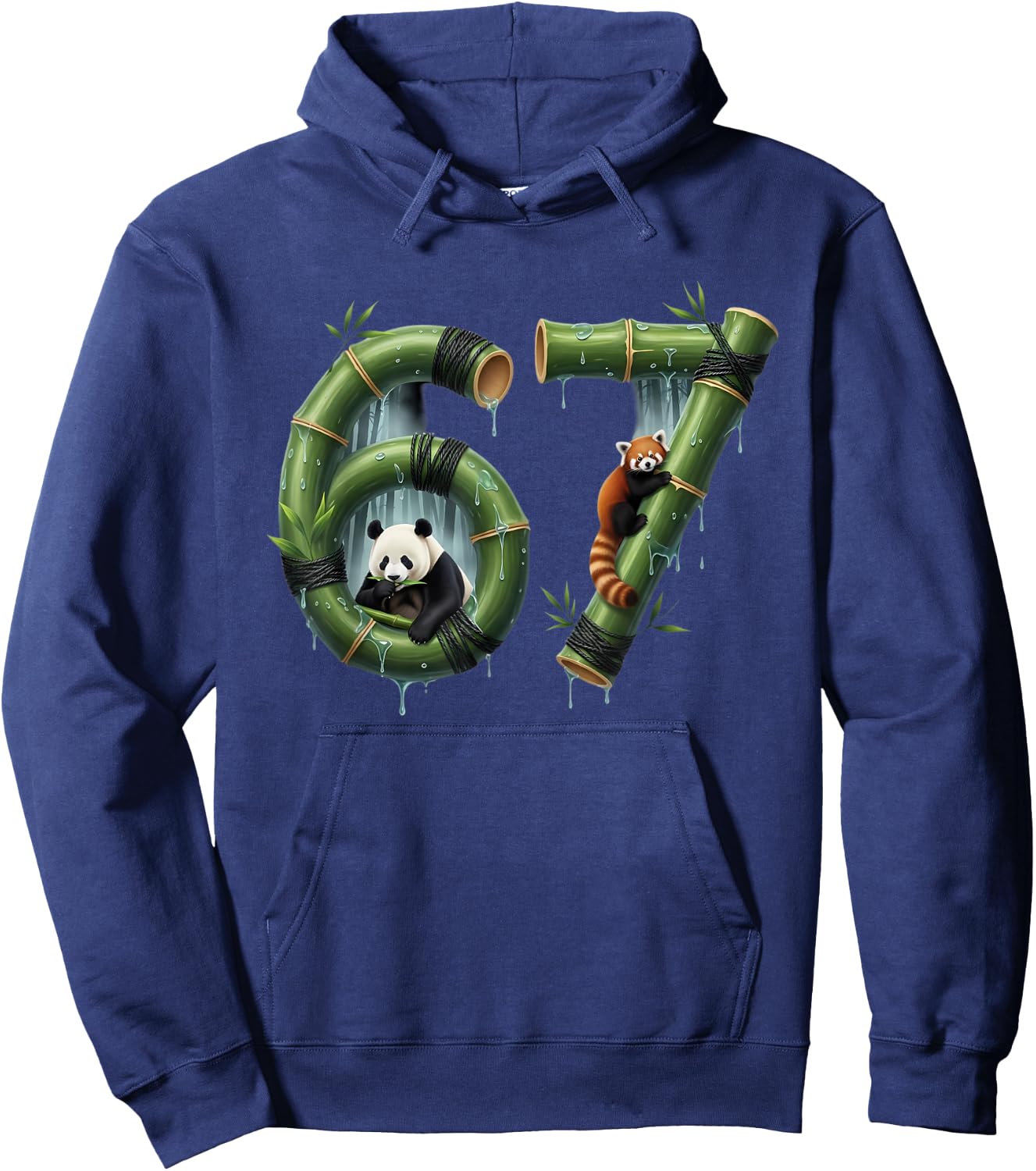 Six Seven Bamboo Design Panda Number 67 Jungle Art Hoodie - Hoodie | Navy