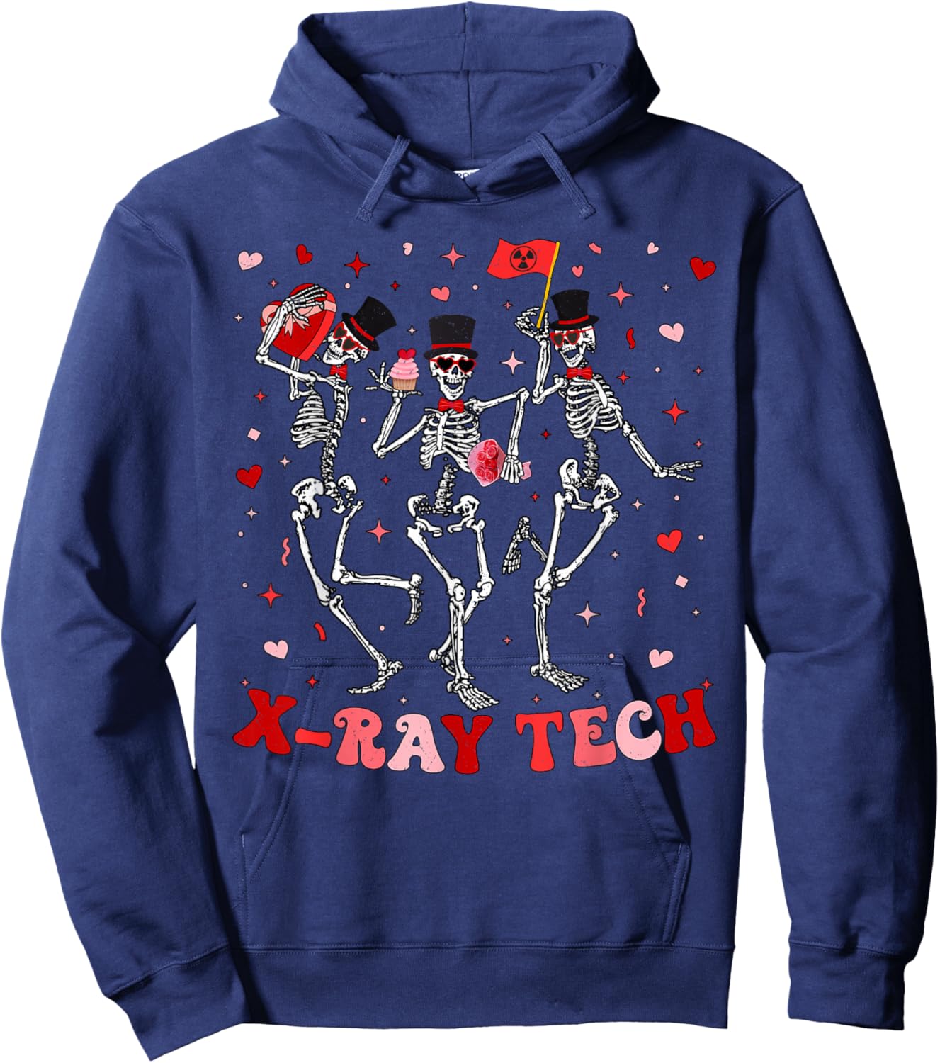 Dancing Skeleton Radiology Valentines RAD Tech X-ray Tech Hoodie - Hoodie | Navy