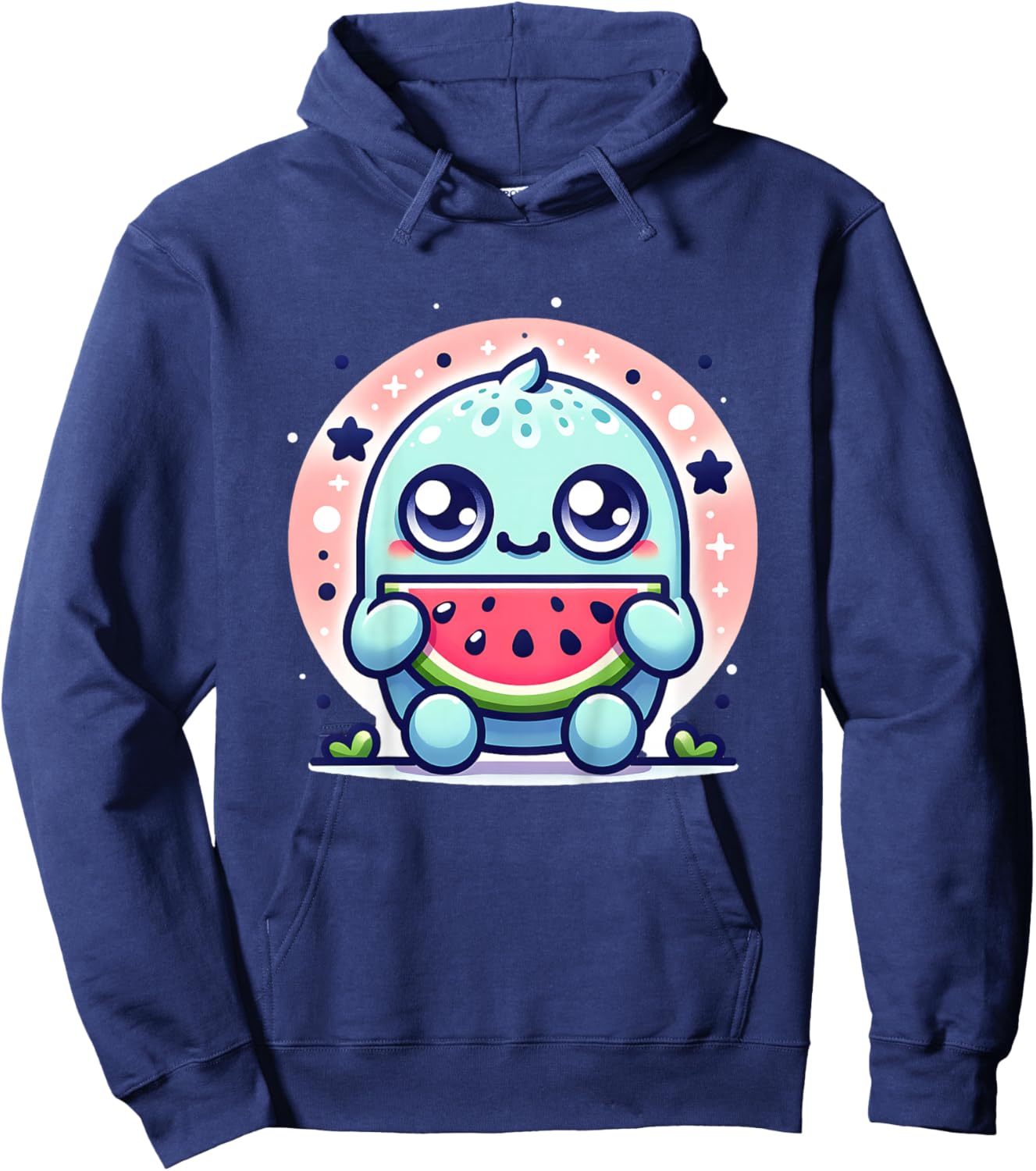 Cute Monster Eating Watermelon Funny Graphic Outfit Boy Girl Hoodie - Hoodie | Navy