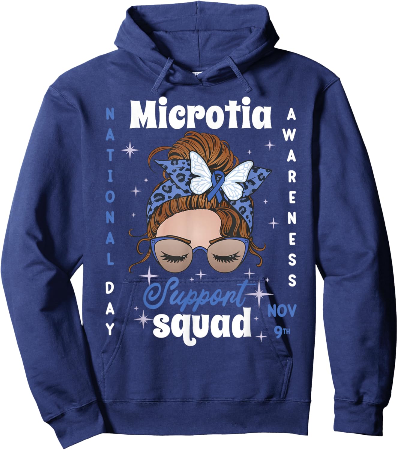 Microtia Awareness Day 2023 Blue Ribbon Family Support Fight Hoodie - Hoodie | Navy