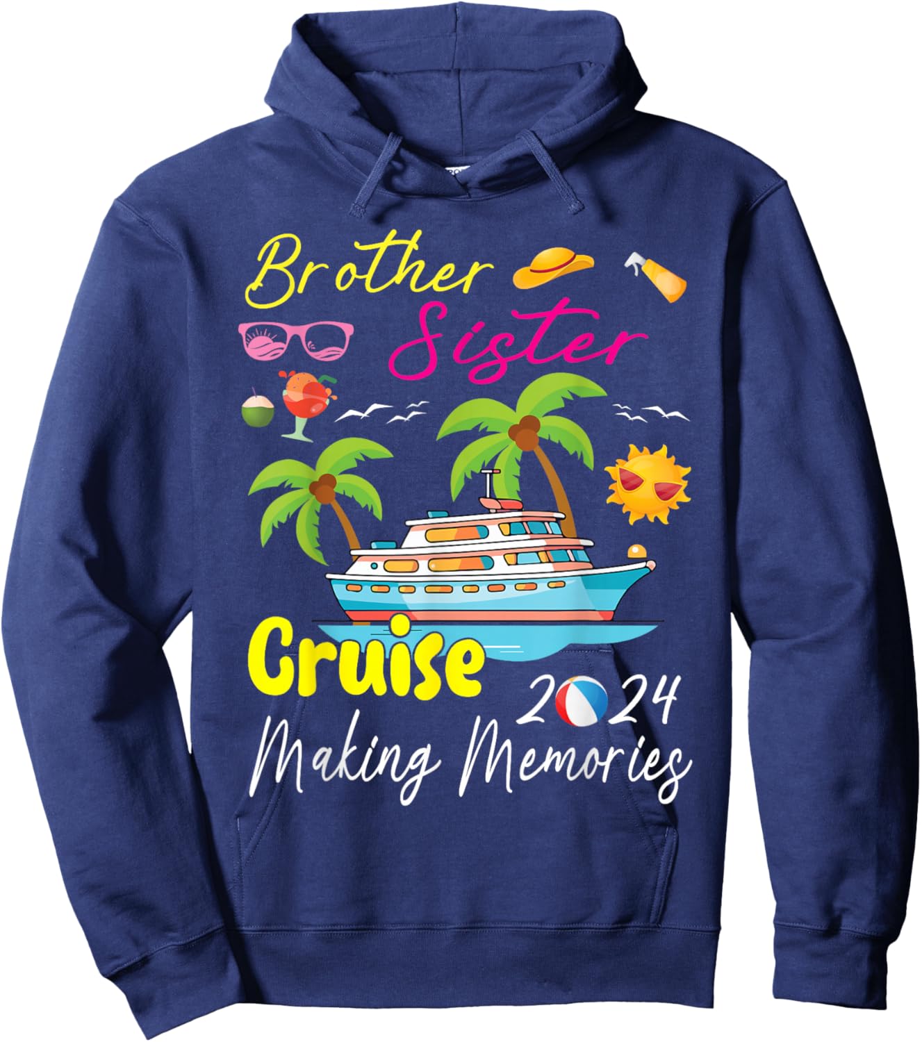 Brother Sister Cruise Est 2024 Ship Making Memories Together Hoodie - Hoodie | Navy