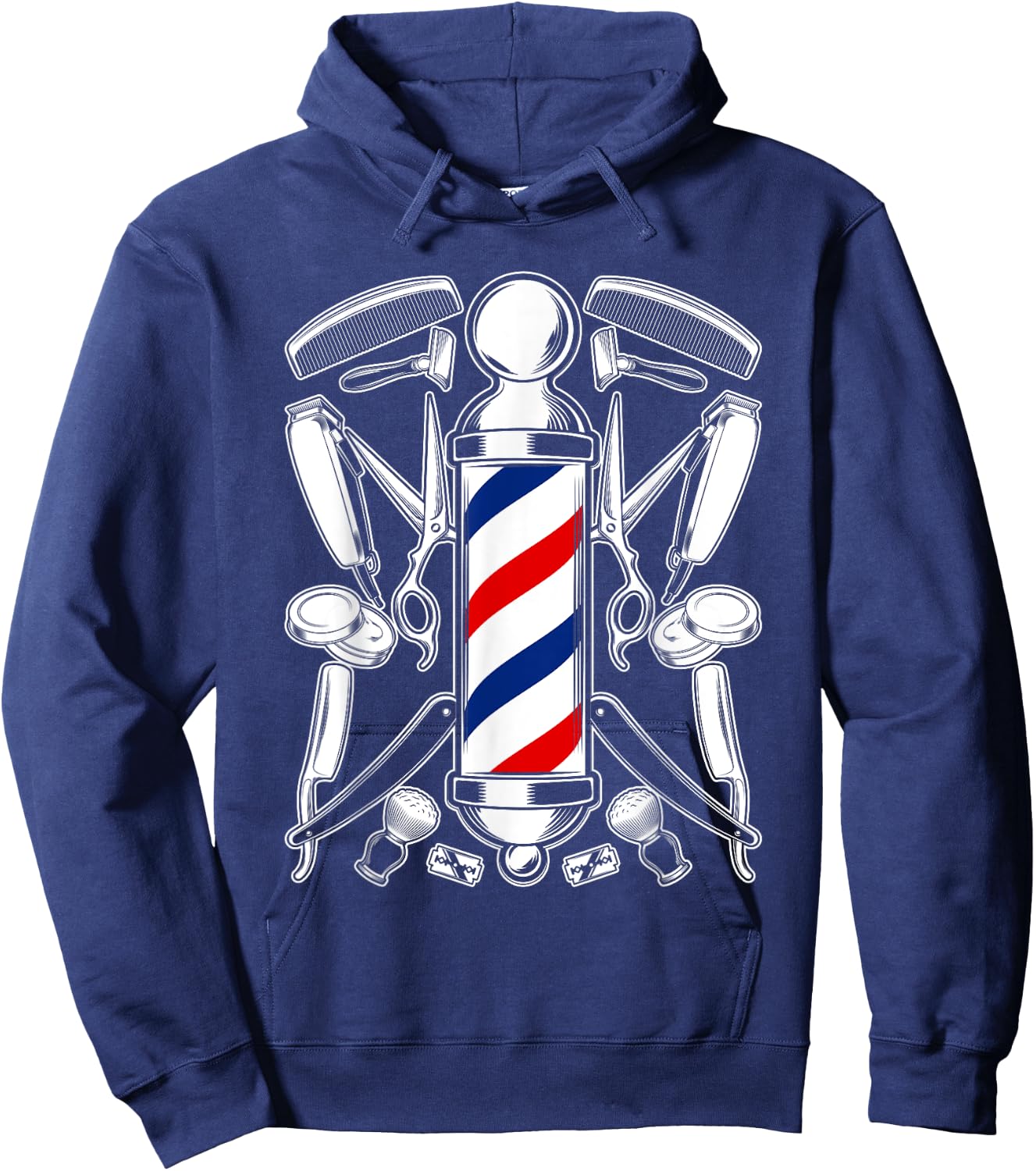 Funny Barber Barbershop Pole Tools Hairstylist Hoodie - Hoodie | Navy