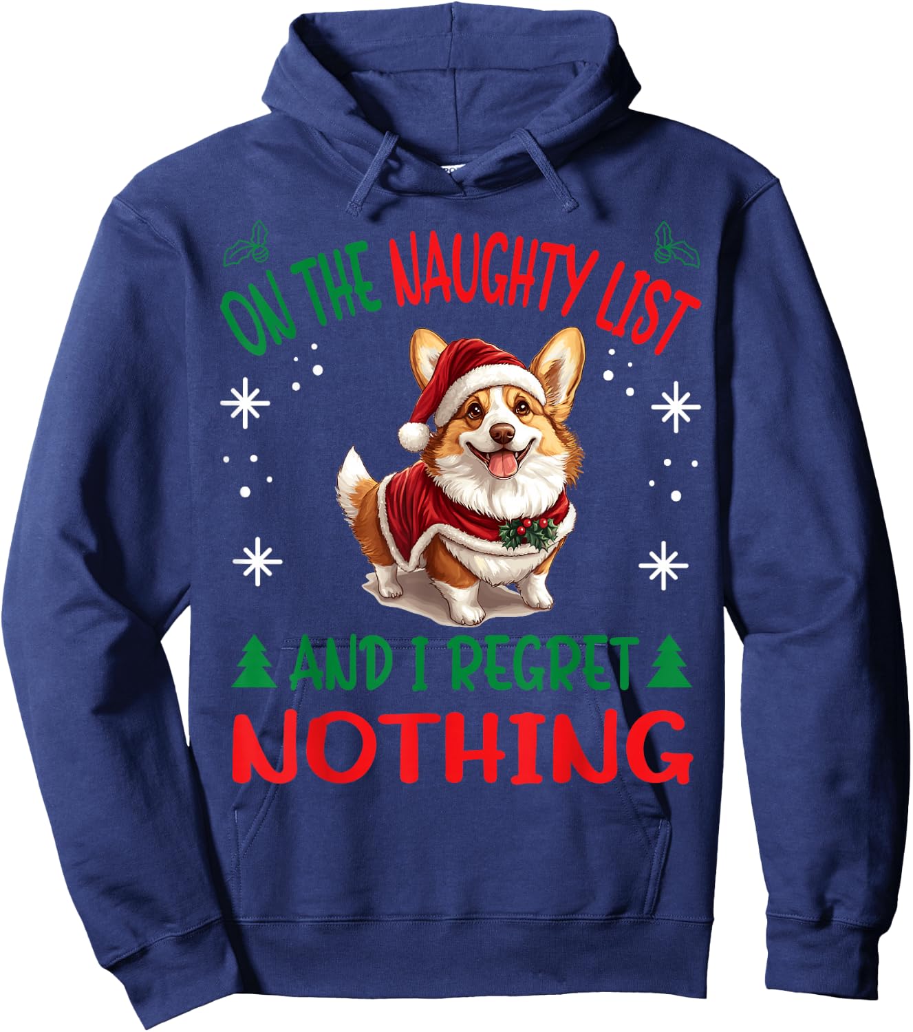 Cute Pembroke Welsh Corgi Dog Christmas On The Naughty List Hoodie - Hoodie | Navy