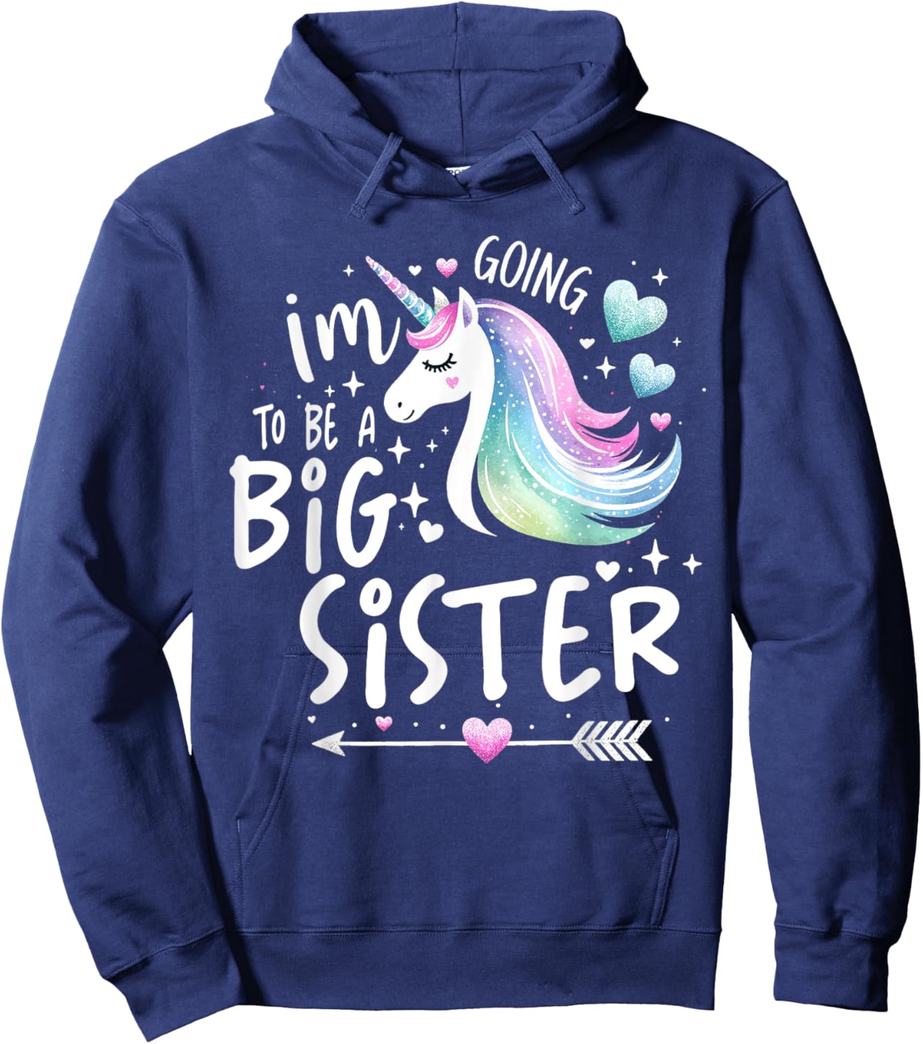 Best Sibling Baby Shower Big Sister Shirts for Girls Unicorn Hoodie - Hoodie | Navy