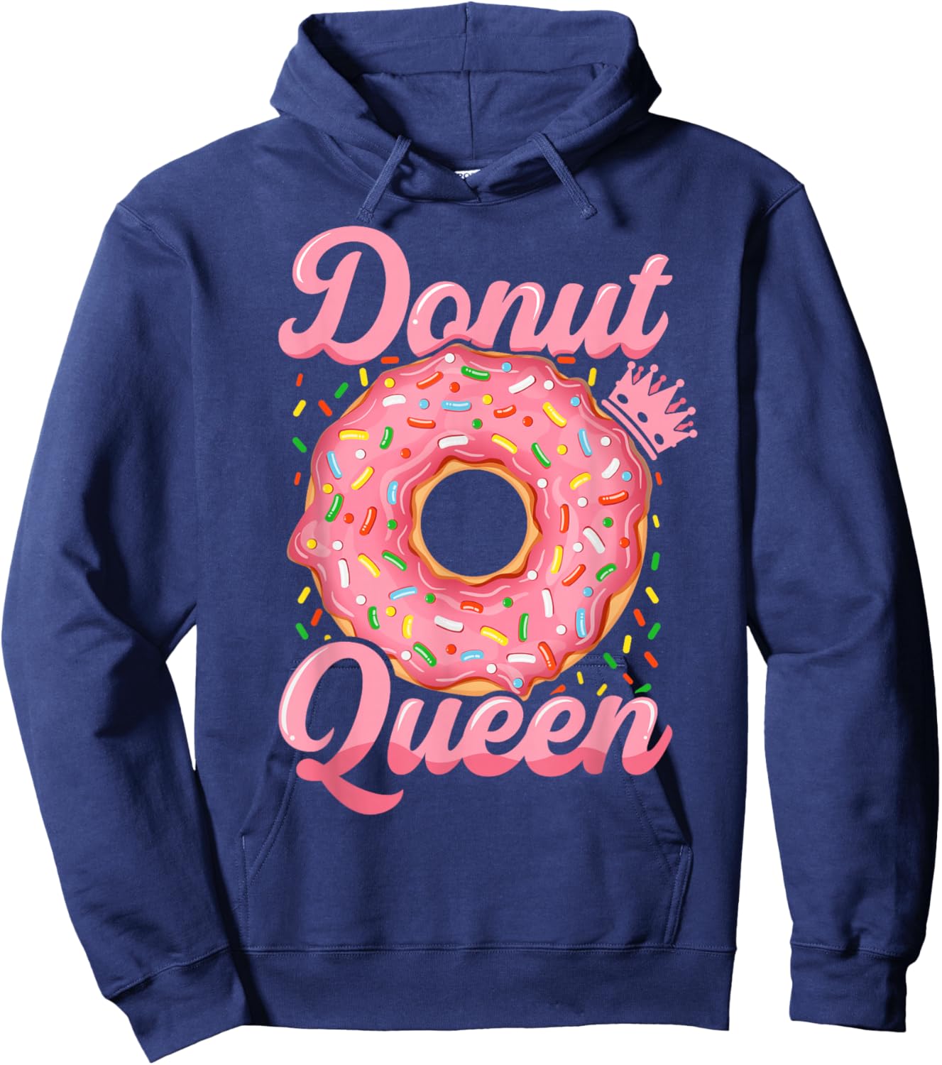 Donut lover funny donut queen with sprinkles donut design Hoodie - Hoodie | Navy