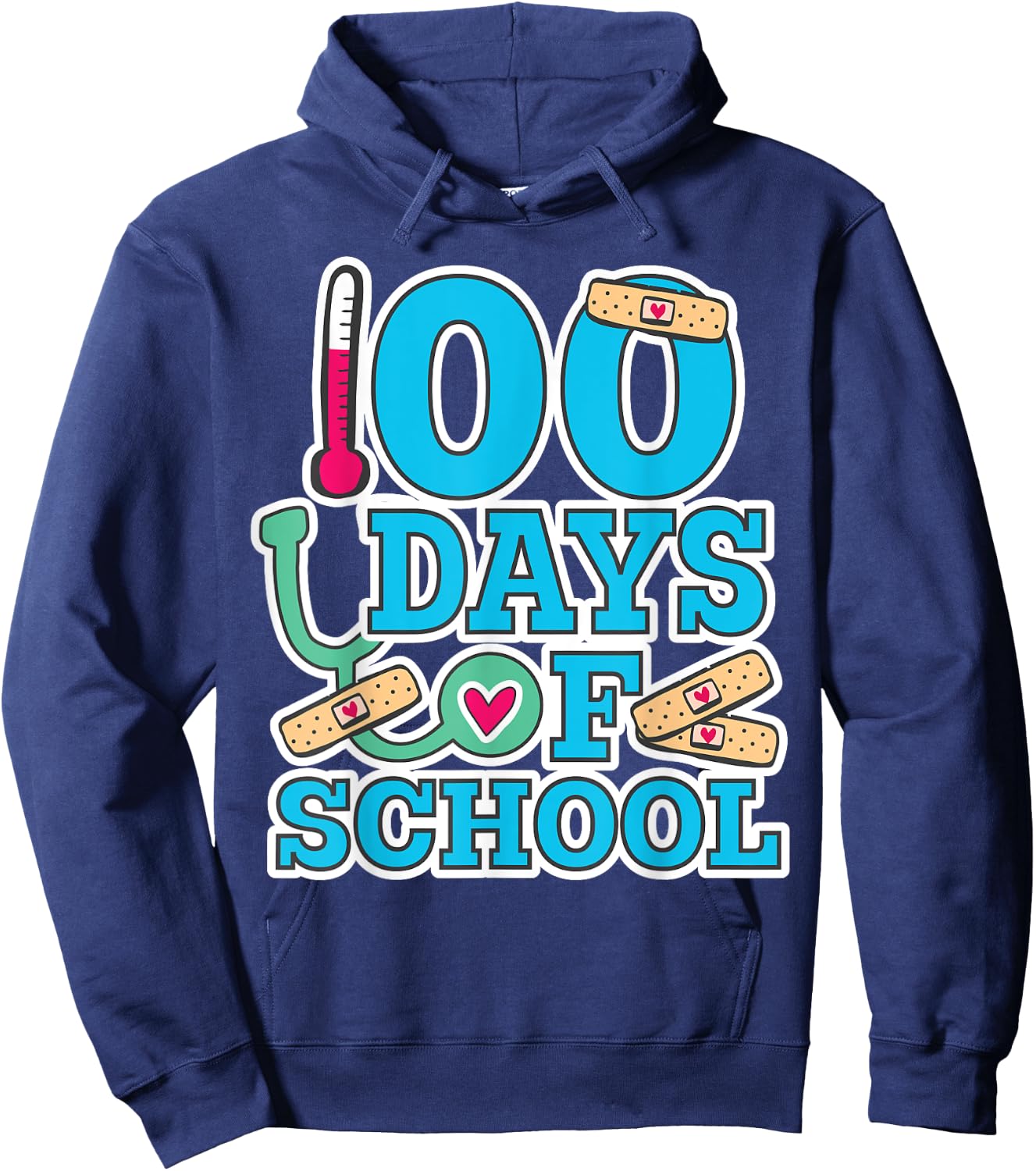 School Nurse 100 Days of School Hoodie - Hoodie | Navy