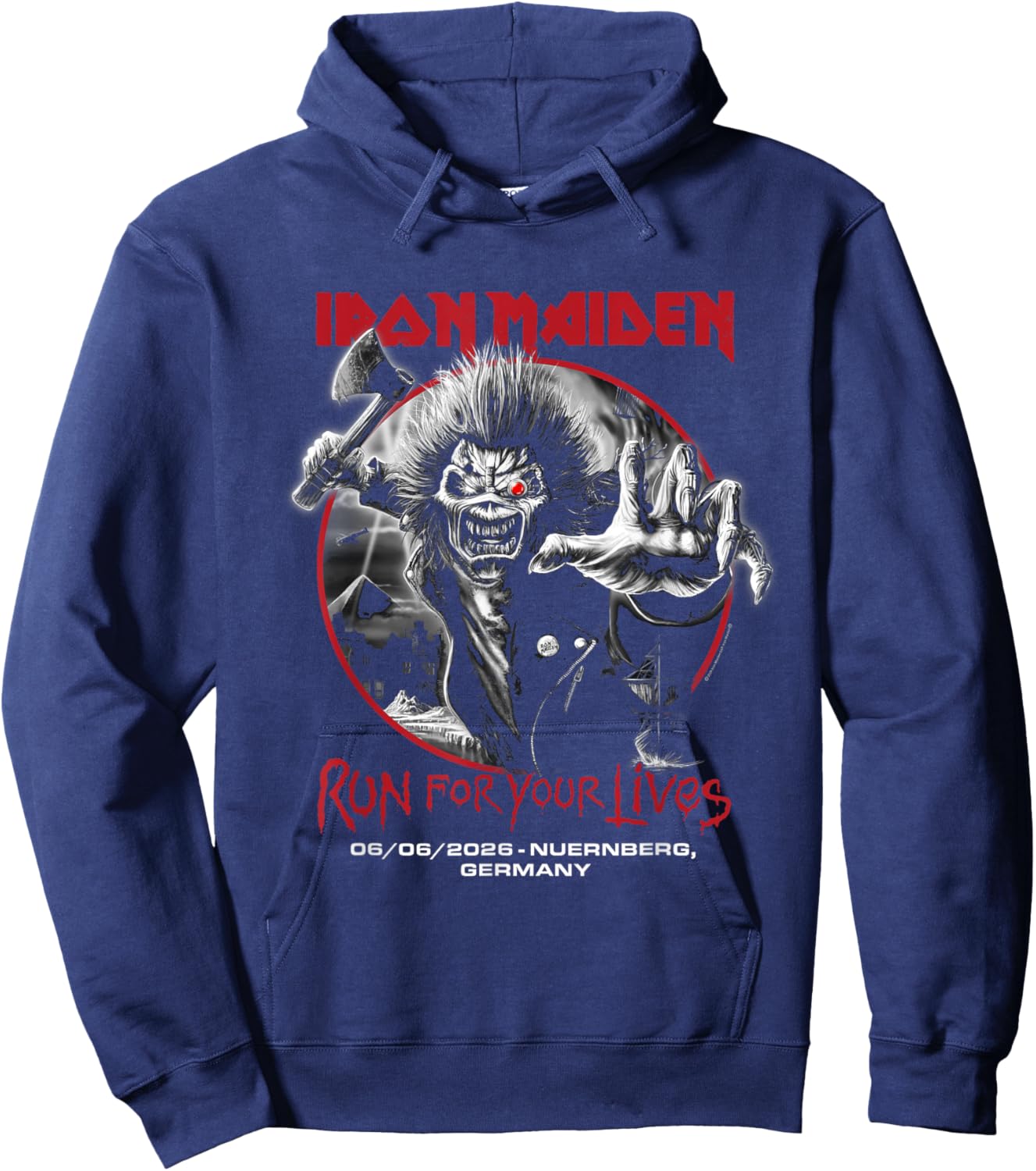 Iron Maiden Run for Your Lives Tour 2026 Nuernberg Hoodie - Hoodie | Navy