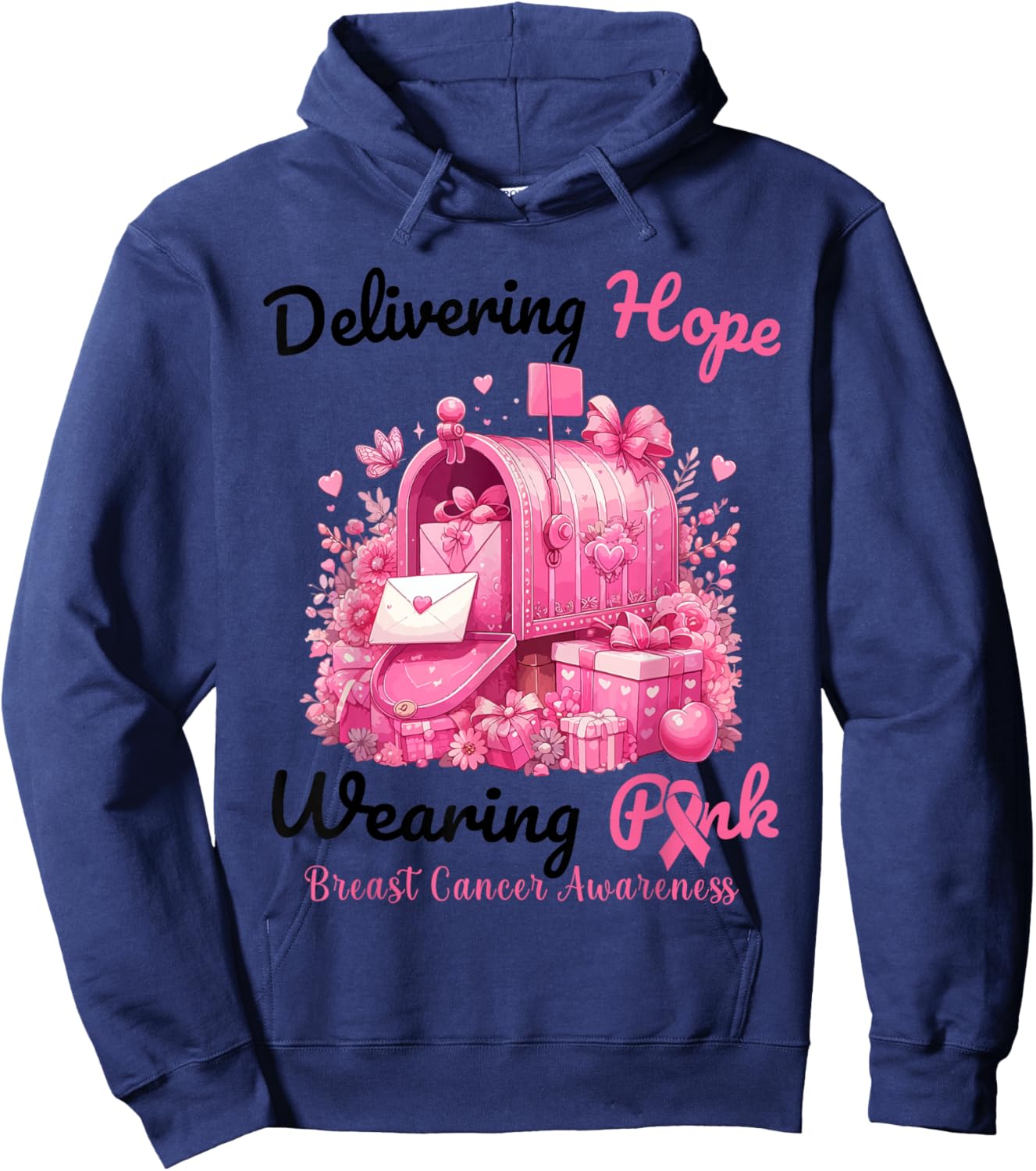 Postal Carrier Breast Cancer Awareness October We Wear Pink Hoodie - Hoodie | Navy
