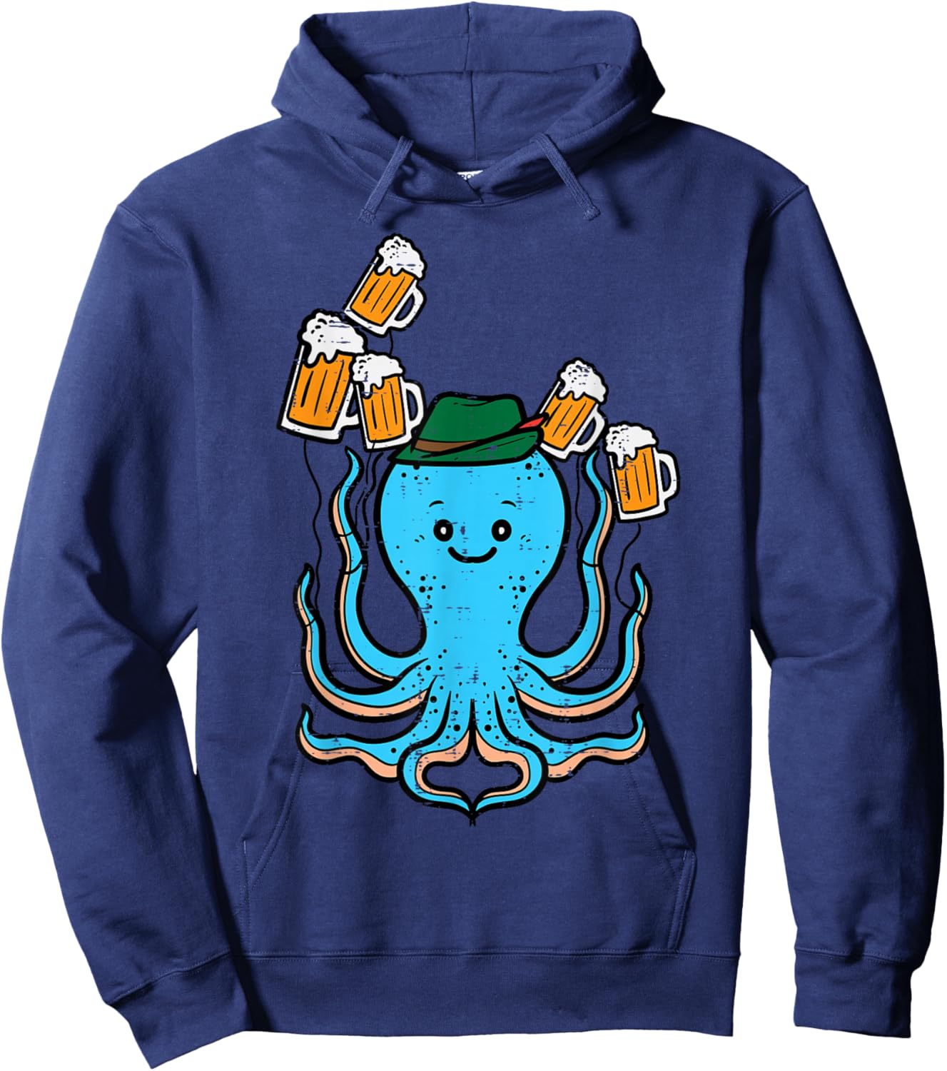 Octopus Bavarian Octoberfest German Oktoberfest Men Women Hoodie - Hoodie | Navy