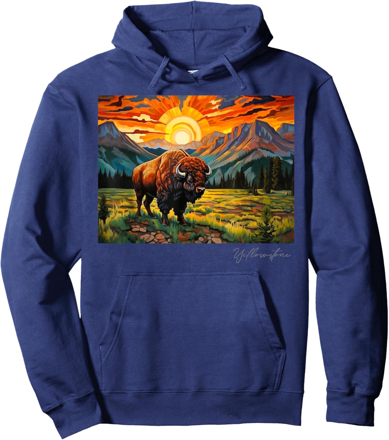 Yellowstone National Park Camping Hiking Outdoors Mountain Hoodie - Hoodie | Navy