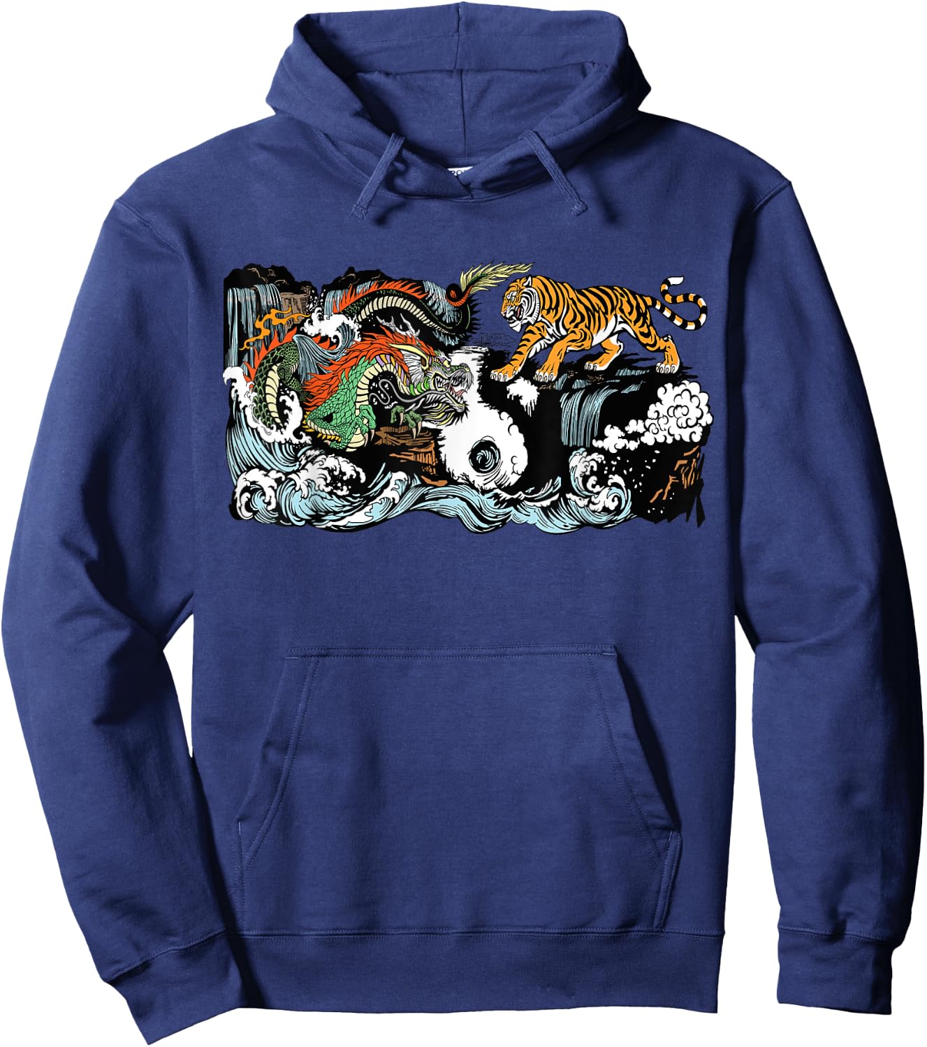 Yin Yang Dragon Tiger Chinese art Hoodie - Hoodie | Navy