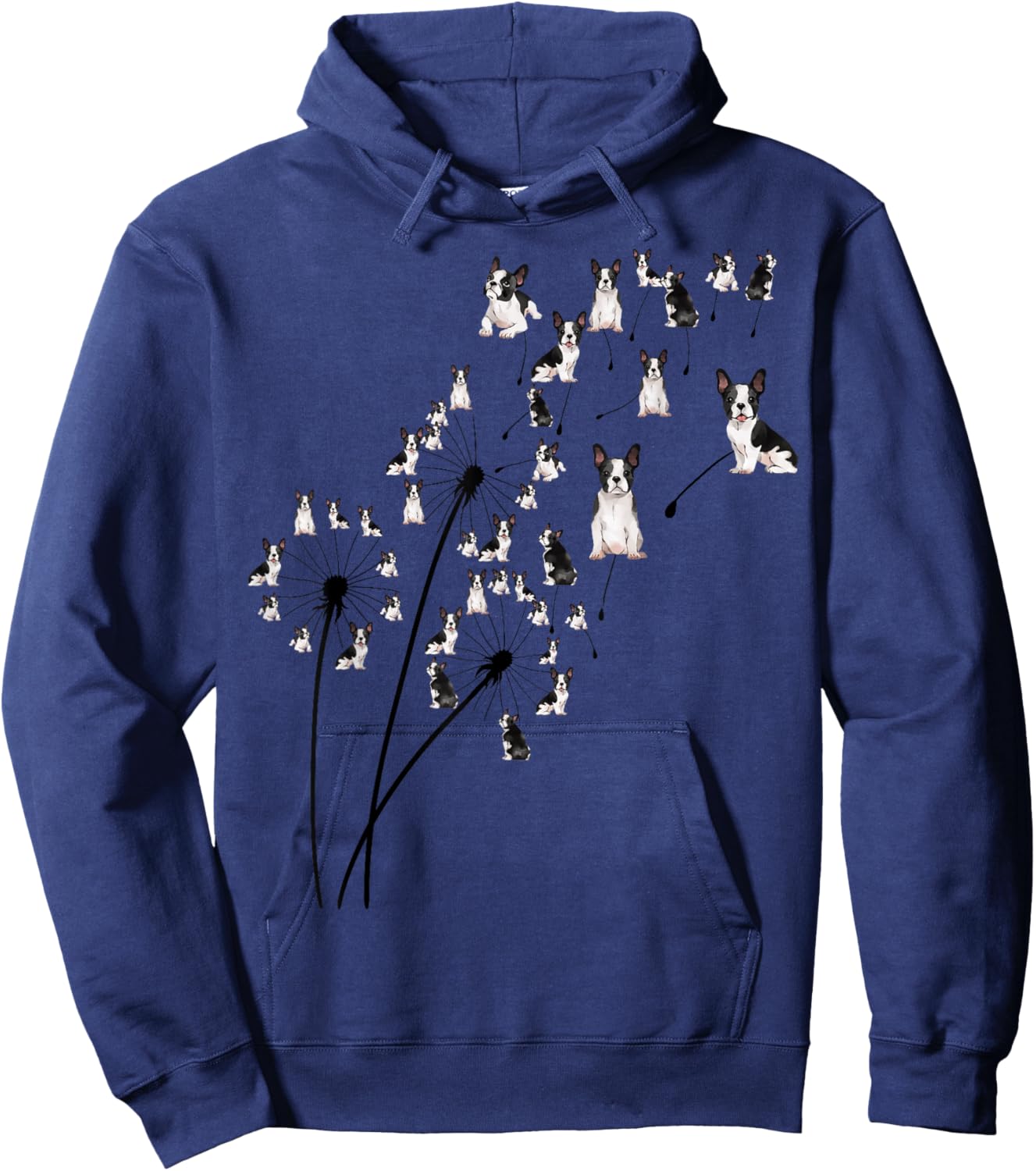 Dandelion Boston Terrier Flower, Floral Bostie Tree Hoodie - Hoodie | Navy
