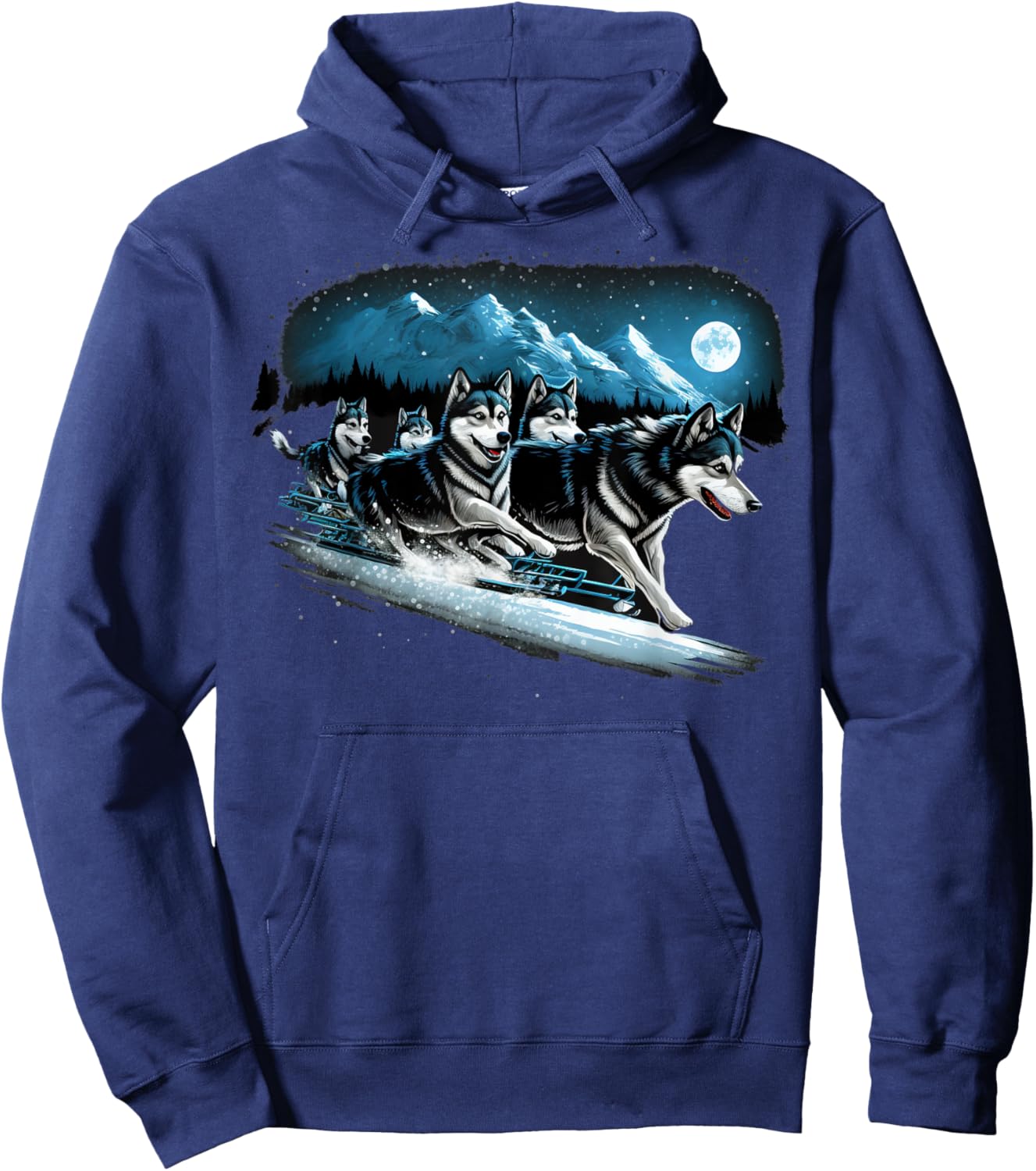 Siberian Husky Sled dogs pulling a winter sledge Hoodie - Hoodie | Navy