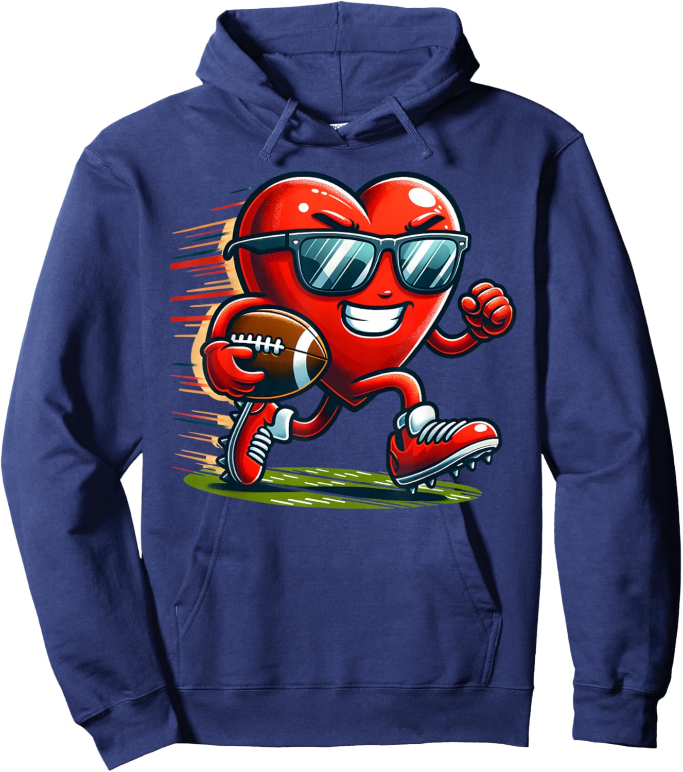 Valentine's Day Heart Team Football Player , Small Hoodie - Hoodie | Navy