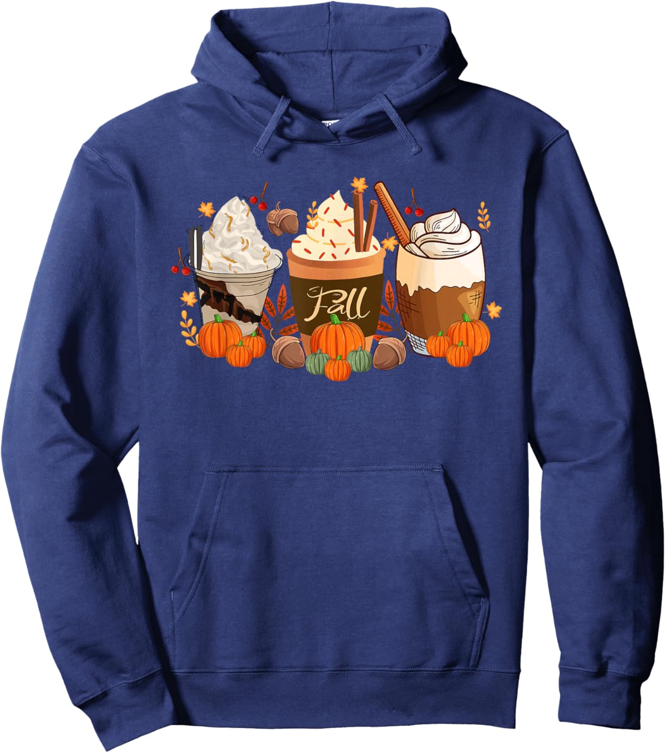 Fall Coffee Halloween Pumpkin Spice Latte Drink Cup Hoodie - Hoodie | Navy