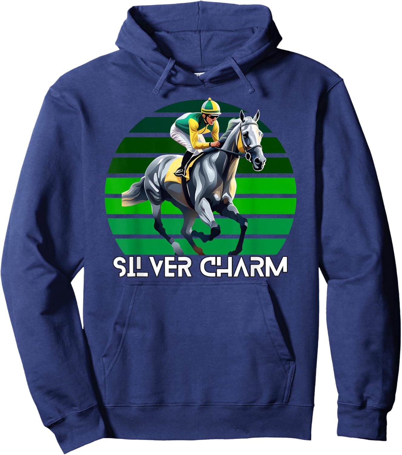Silver Charm Horse, Horse Racing, Santa Anita, Del Mar Shirt Hoodie - Hoodie | Navy