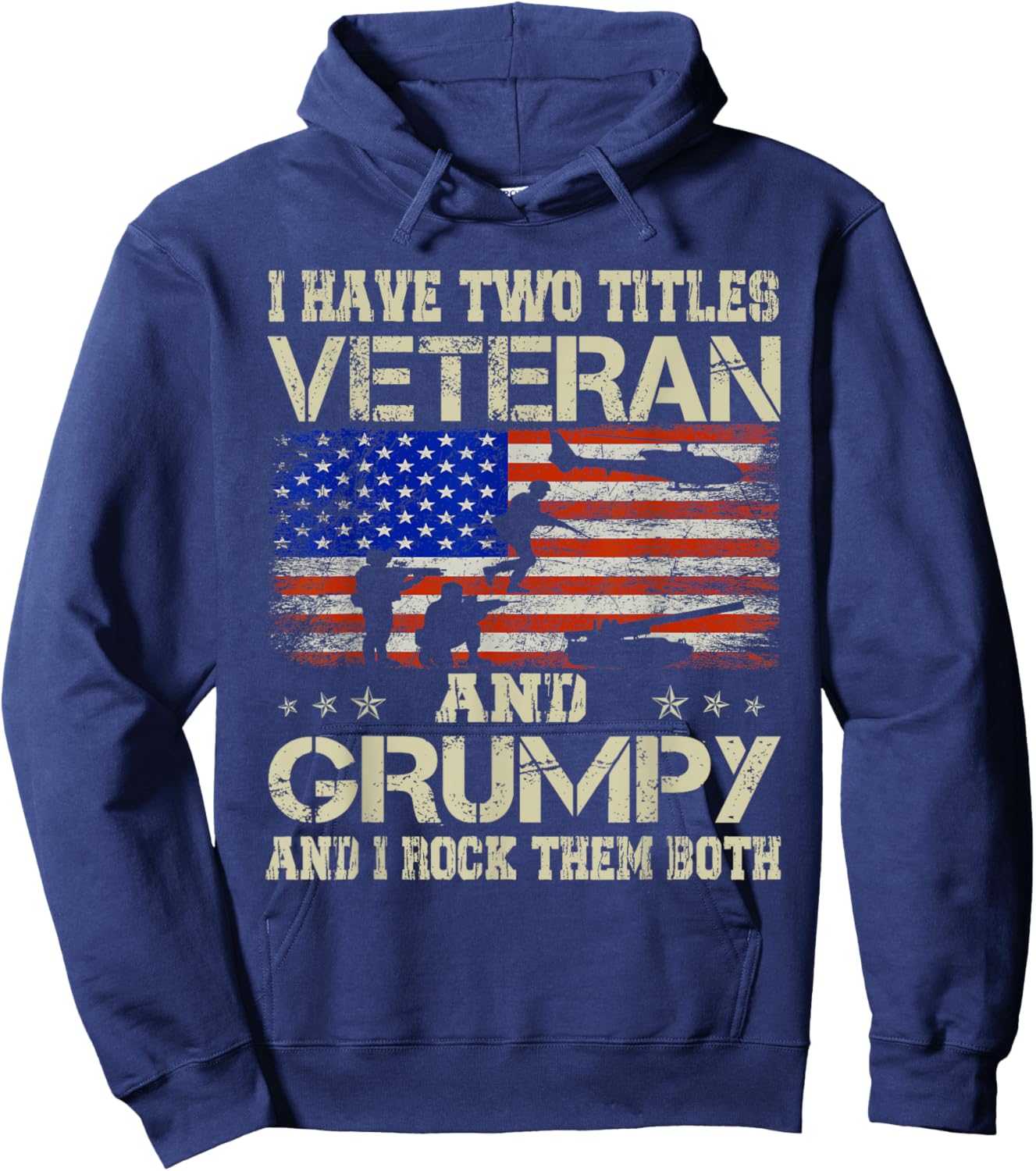 I Have Two Titles Veteran And Grumpy For Papa Grandpa Gifts Hoodie - Hoodie | Navy