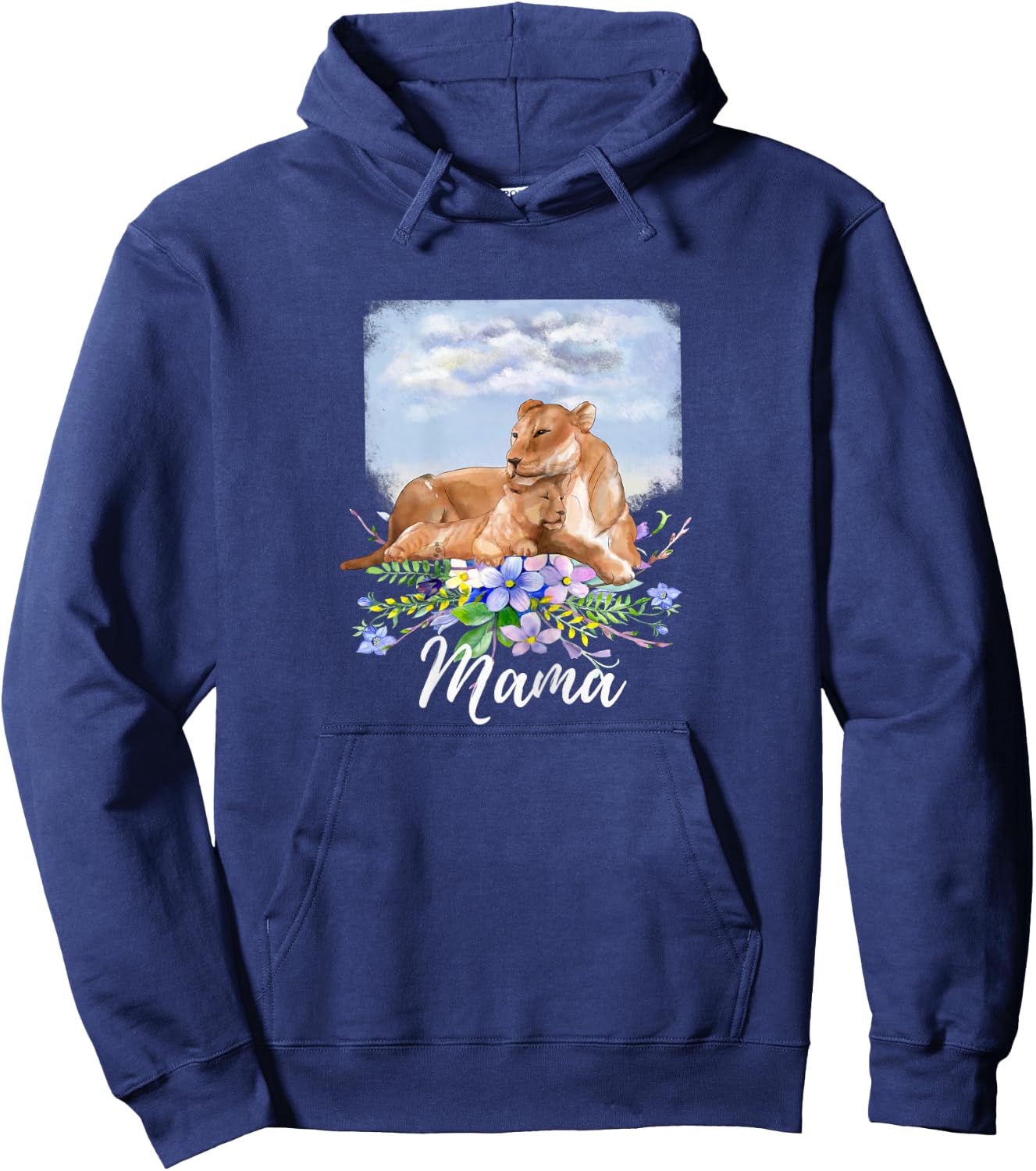 Mama Lion Mom Lioness and Cub Mommy Gift Mothers Day Hoodie - Hoodie | Navy