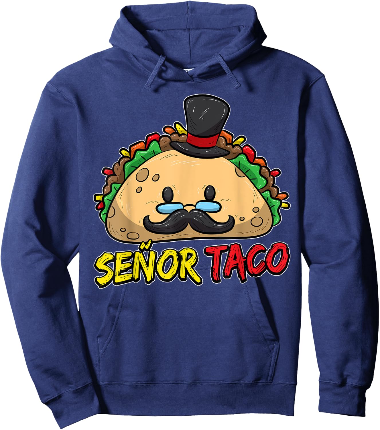 Taco With Mustache Cinco de Mayo Taco Lover Hoodie - Hoodie | Navy