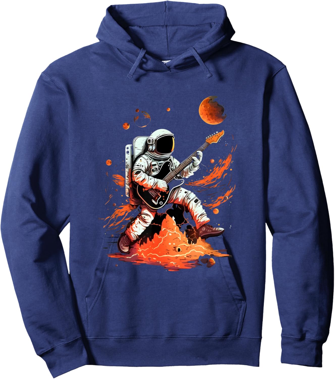 Astronaut Playing Electric Guitar in Space Hoodie - Hoodie | Navy