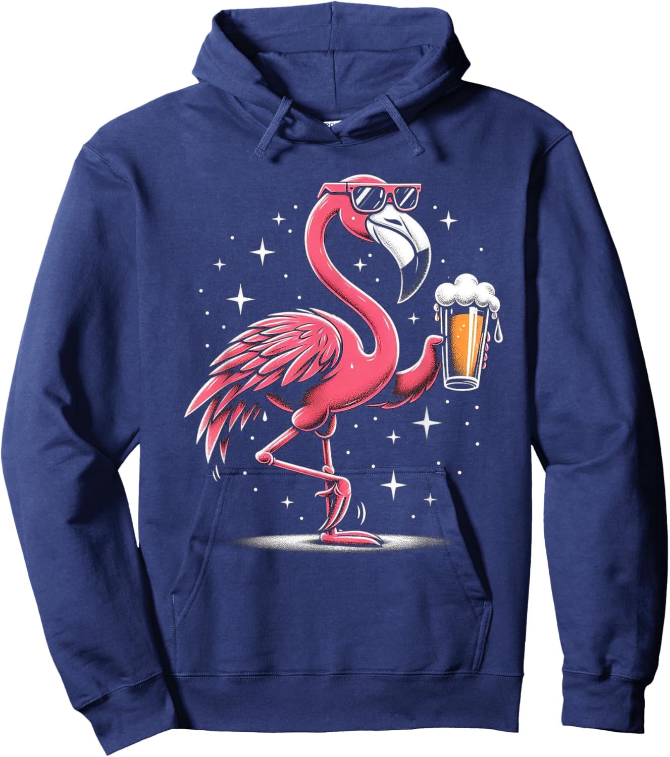 Funny Flamingo Beer Drinking Party Beer Drinker Hoodie - Hoodie | Navy
