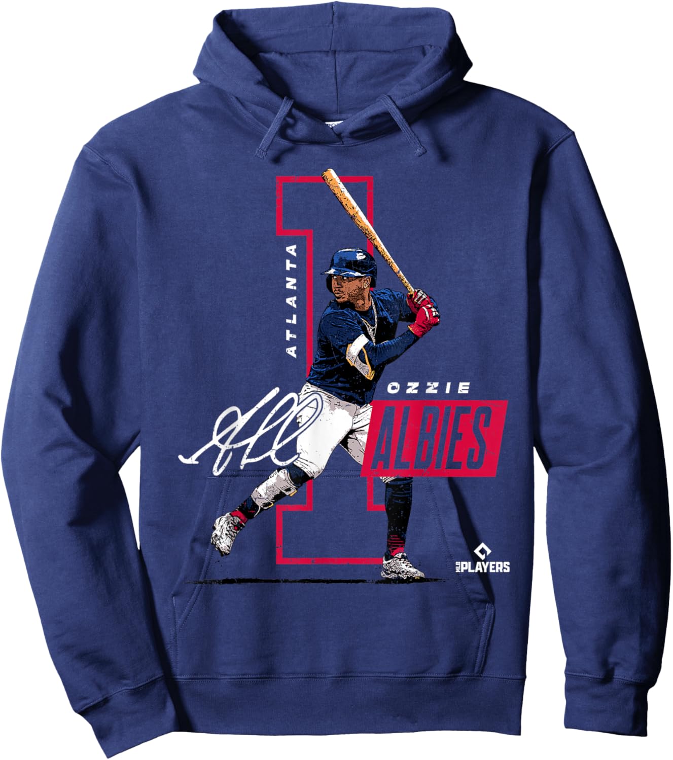 Ozzie Albies | Atlanta Baseball MLB Players | MLBALB4010 Hoodie - Hoodie | Navy