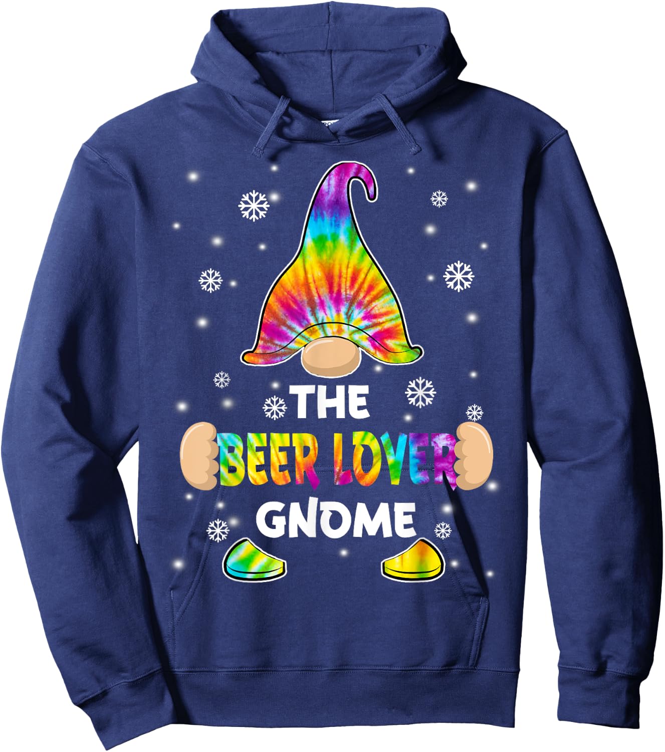 Beer Lover Gnome Merry Christmas Tie Dye Pajamas Hoodie - Hoodie | Navy