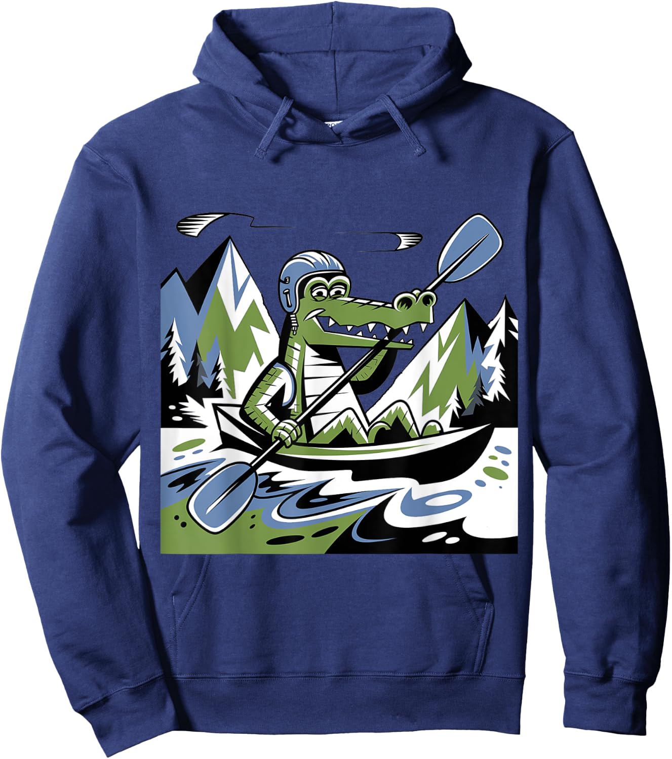 Funny Cool Alligator Kayaking Abstract Hoodie - Hoodie | Navy