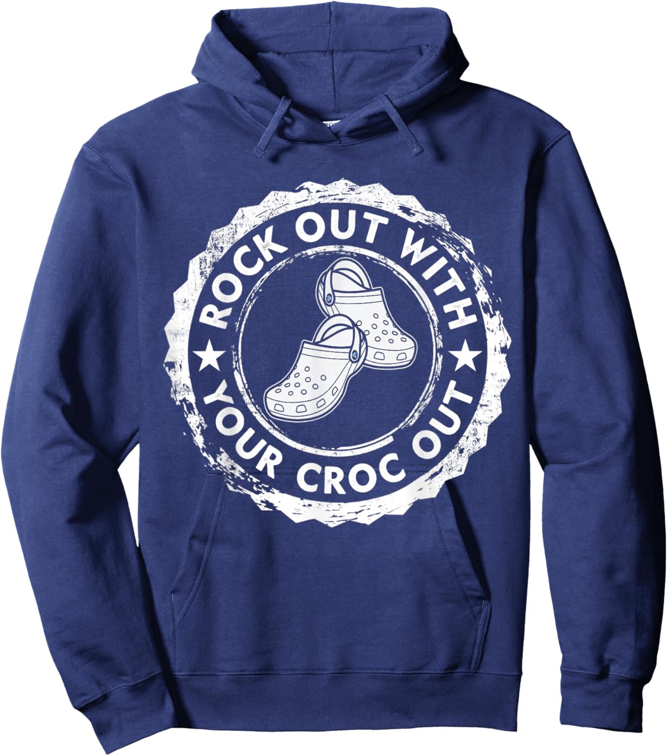 Distressed Retro Rock Out With Your Croc Out Nurse Hoodie - Hoodie | Navy