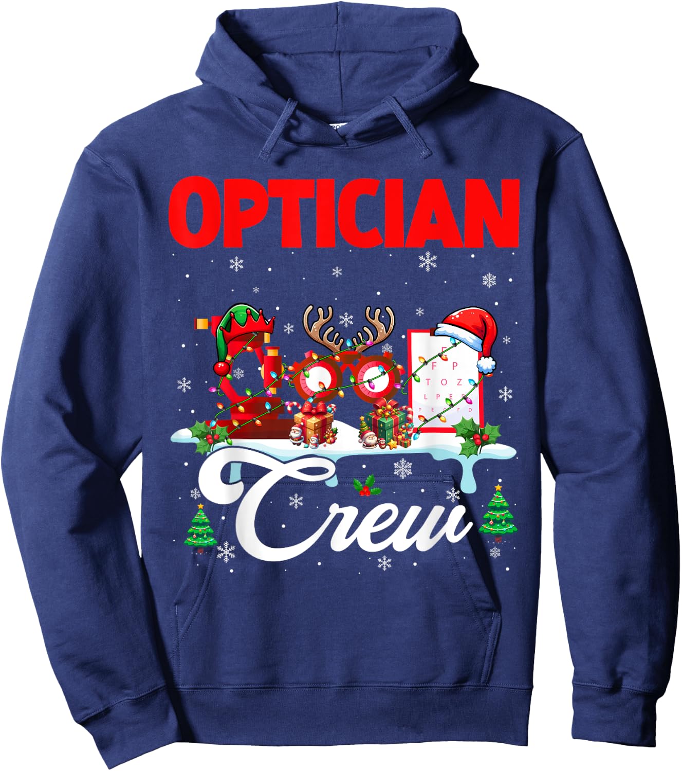 Optician Crew Christmas Santa Reindeer Elf Tools Job Team Hoodie - Hoodie | Navy