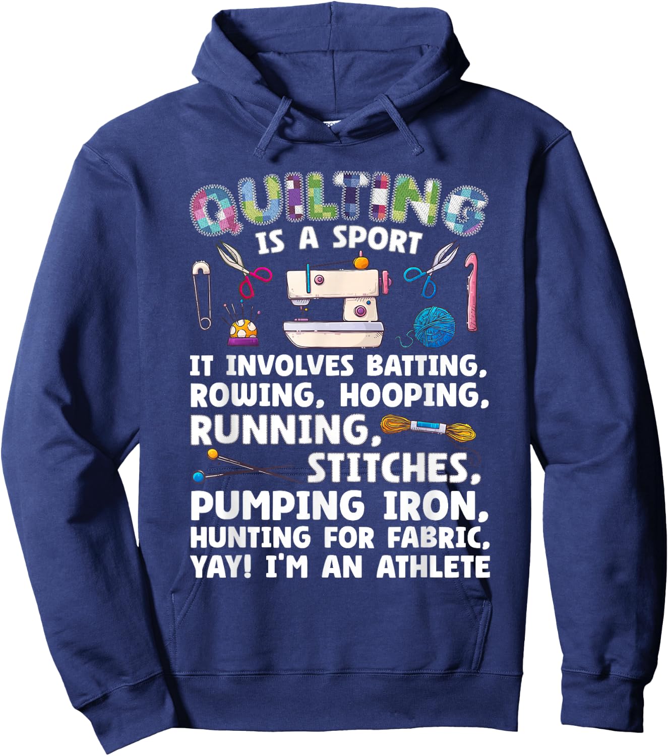 Funny Quilting Art Women Fabric Sewing Lover Quilter Hoodie - Hoodie | Navy