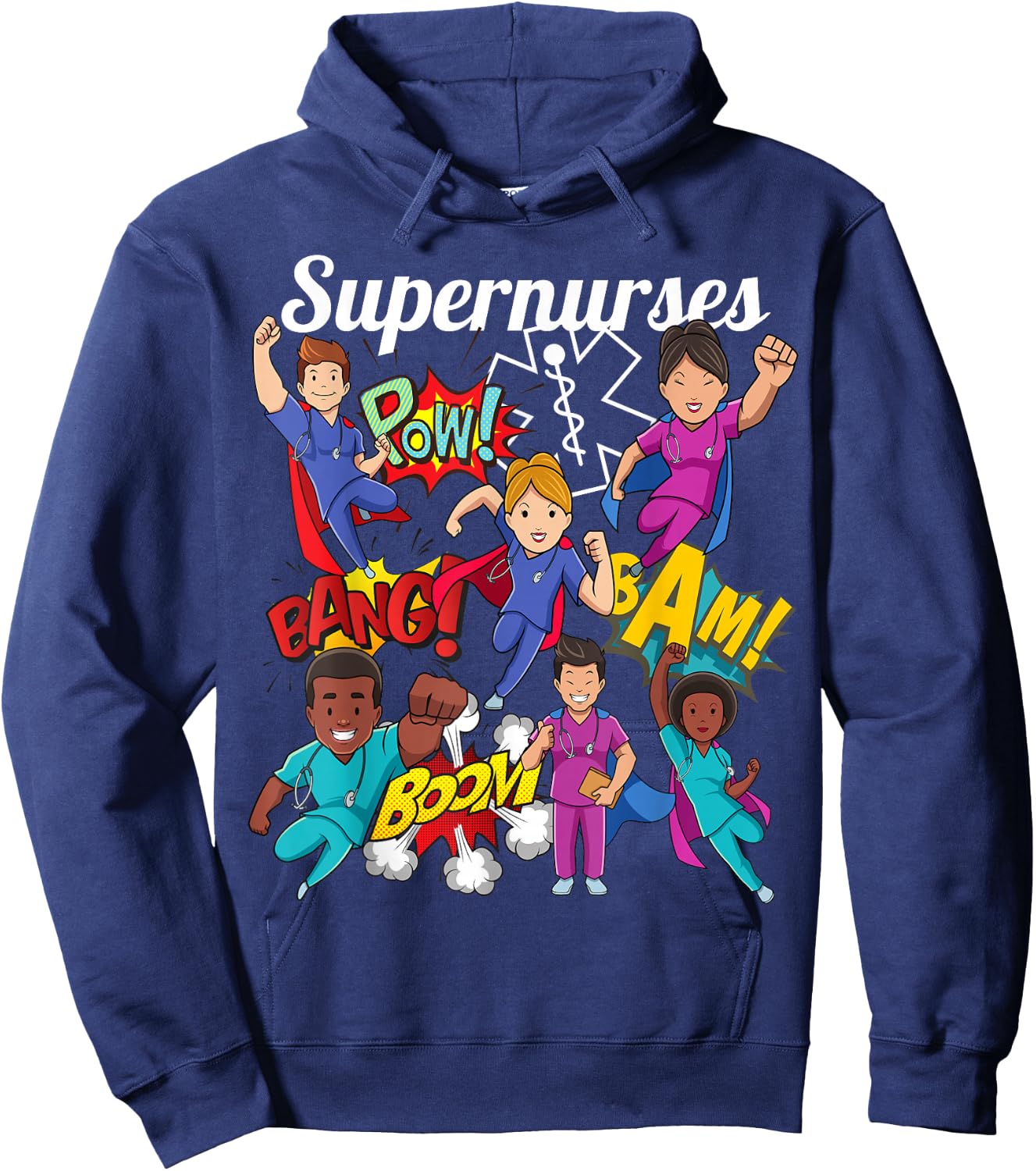 Supernurses Super Hero Comic Superhero Style RN Nursing Gift Hoodie - Hoodie | Navy