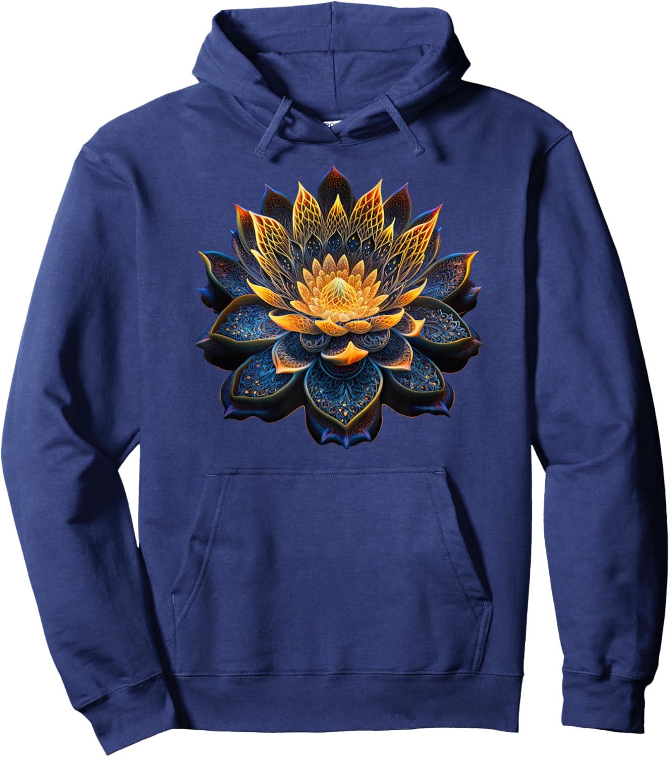 Lotus Flower Yoga Zen Bohemian Namaste Meditation Hoodie - Hoodie | Navy