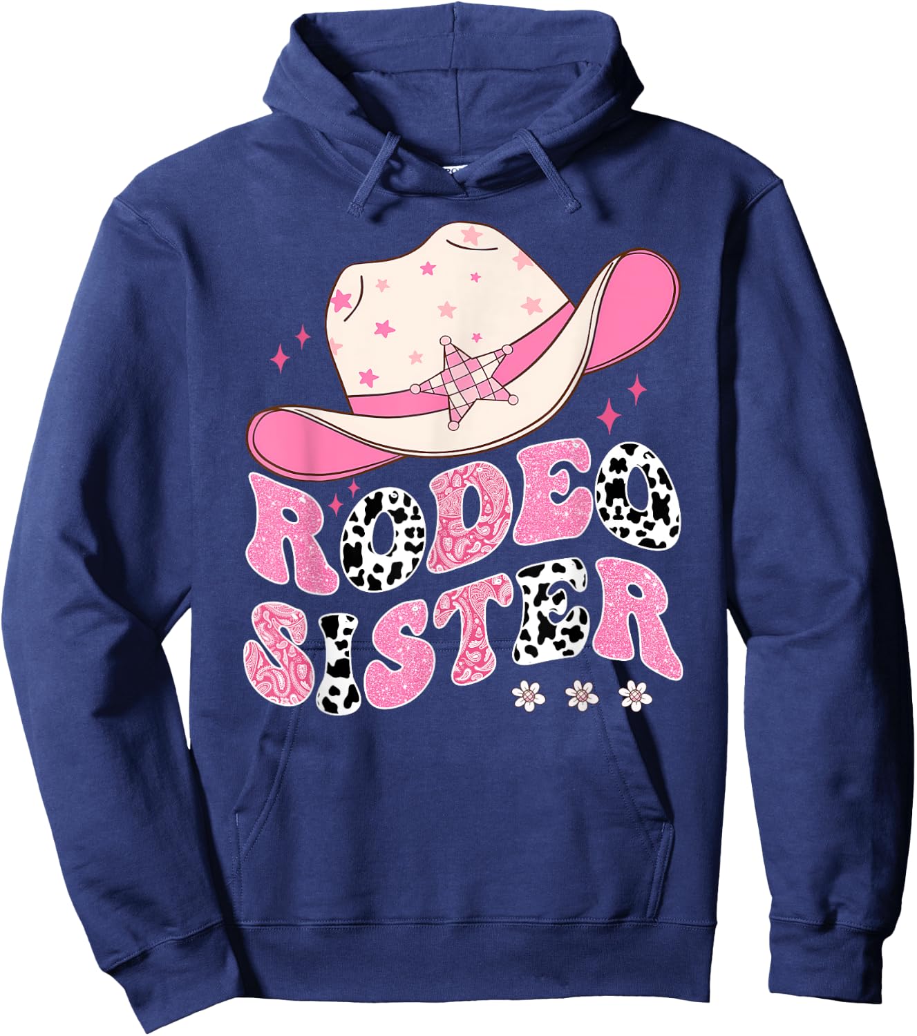 Rodeo Sister Pink CowGirl 1St Birthday Family Matching Hoodie - Hoodie | Navy