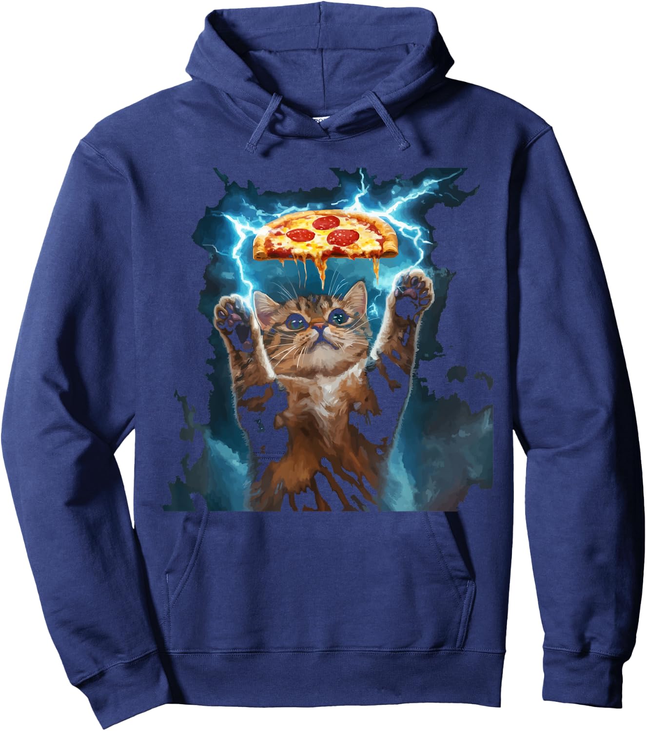 Pizza Cat Kitty Meow Animal Pet Pizzeria Italian Food Women Kids Hoodie - Hoodie | Navy