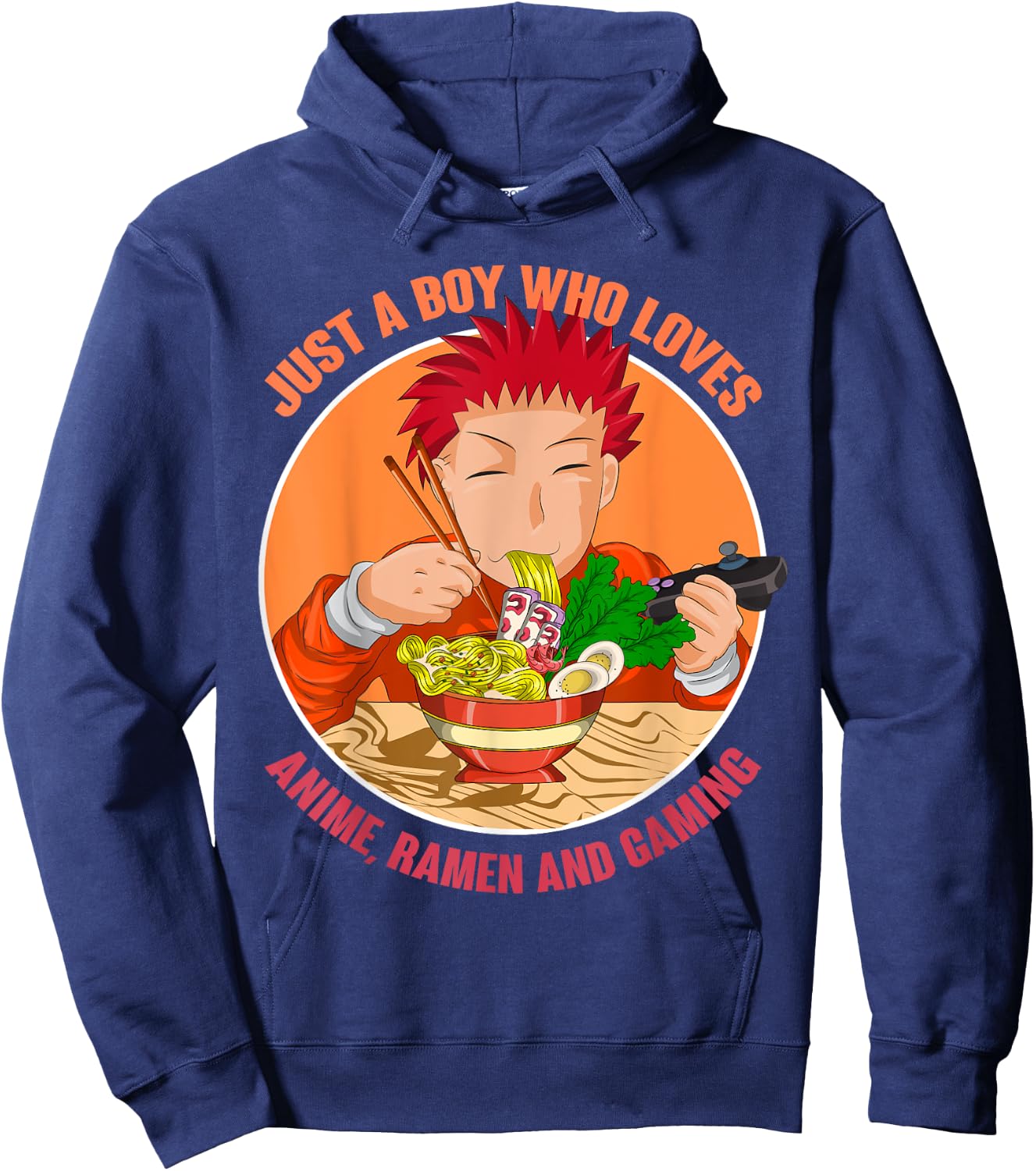 Just A Boy Who Loves Anime Ramen And Gaming Japan Anime Hoodie - Hoodie | Navy
