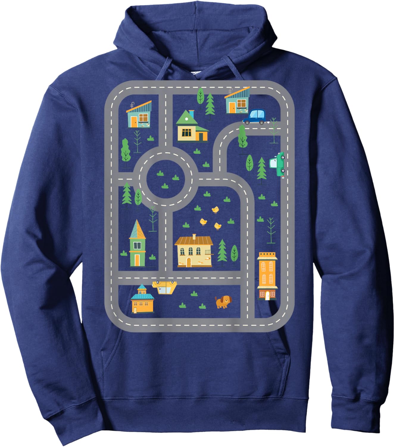 Cool Playmat Race Car Track On Back Dad Race car Mat Hoodie - Hoodie | Navy